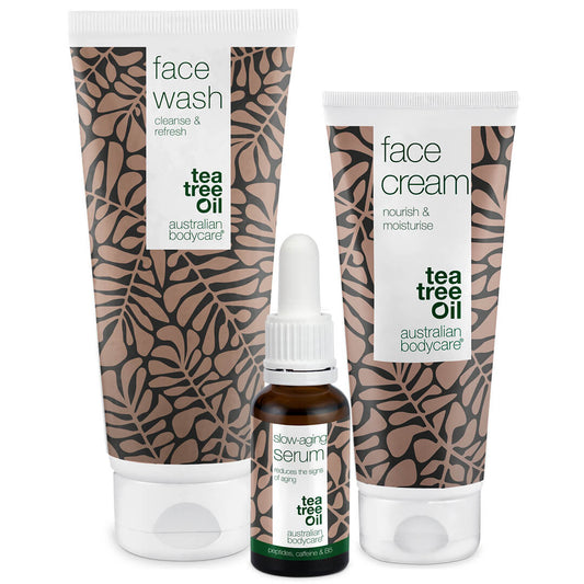 Set de productos Anti–edad para mayores de 50 años - 3 productos para arrugas y pieles maduras: limpiador facial, Sérum Anti–Edad y crema hidratante