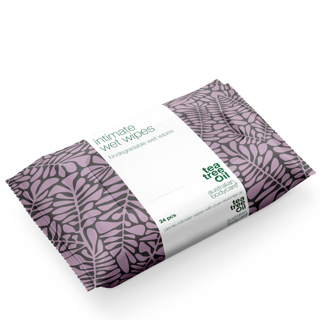 Toallitas íntimas con aceite de árbol de té (24 piezas) - para el cuidado íntimo diario en caso de olor no deseado, picazón y sequedad