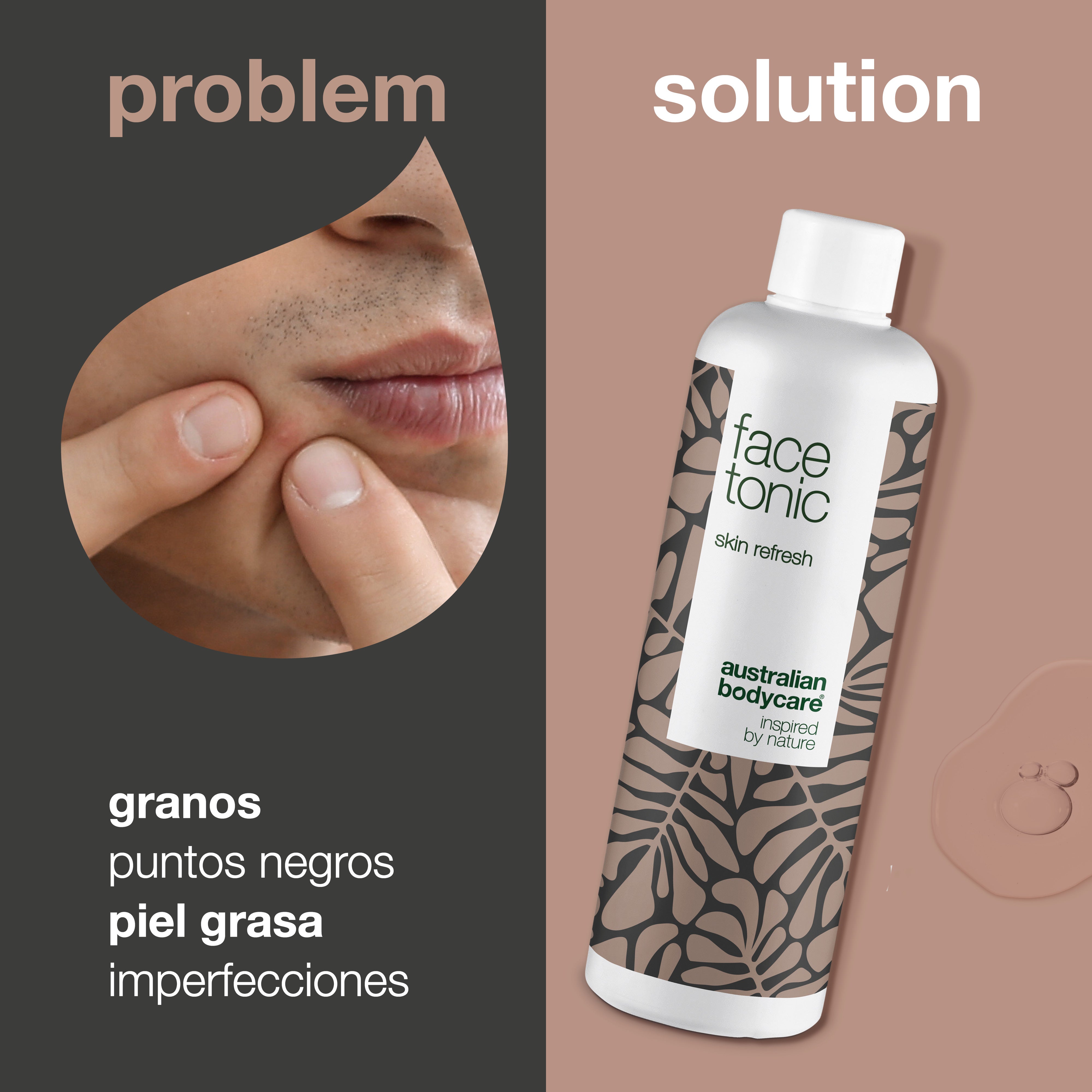 Tónico facial para una limpieza profunda diaria — Tónico facial con aceite de árbol de té para espinillas, puntos negros y piel grasa