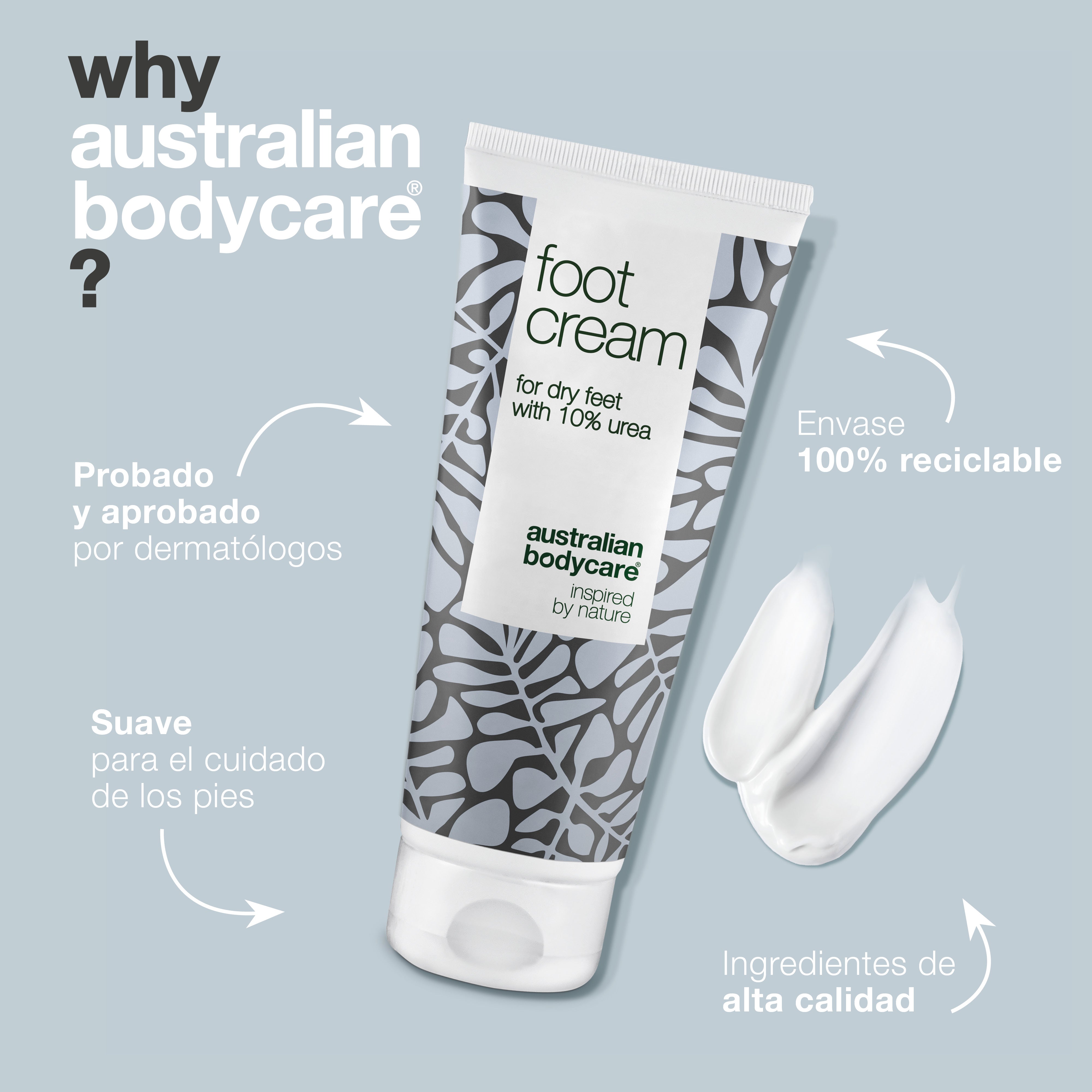 Crema para pies con 10% de urea para pies secos — Crema nutritiva para pies secos con aceite de árbol de té 100% natural