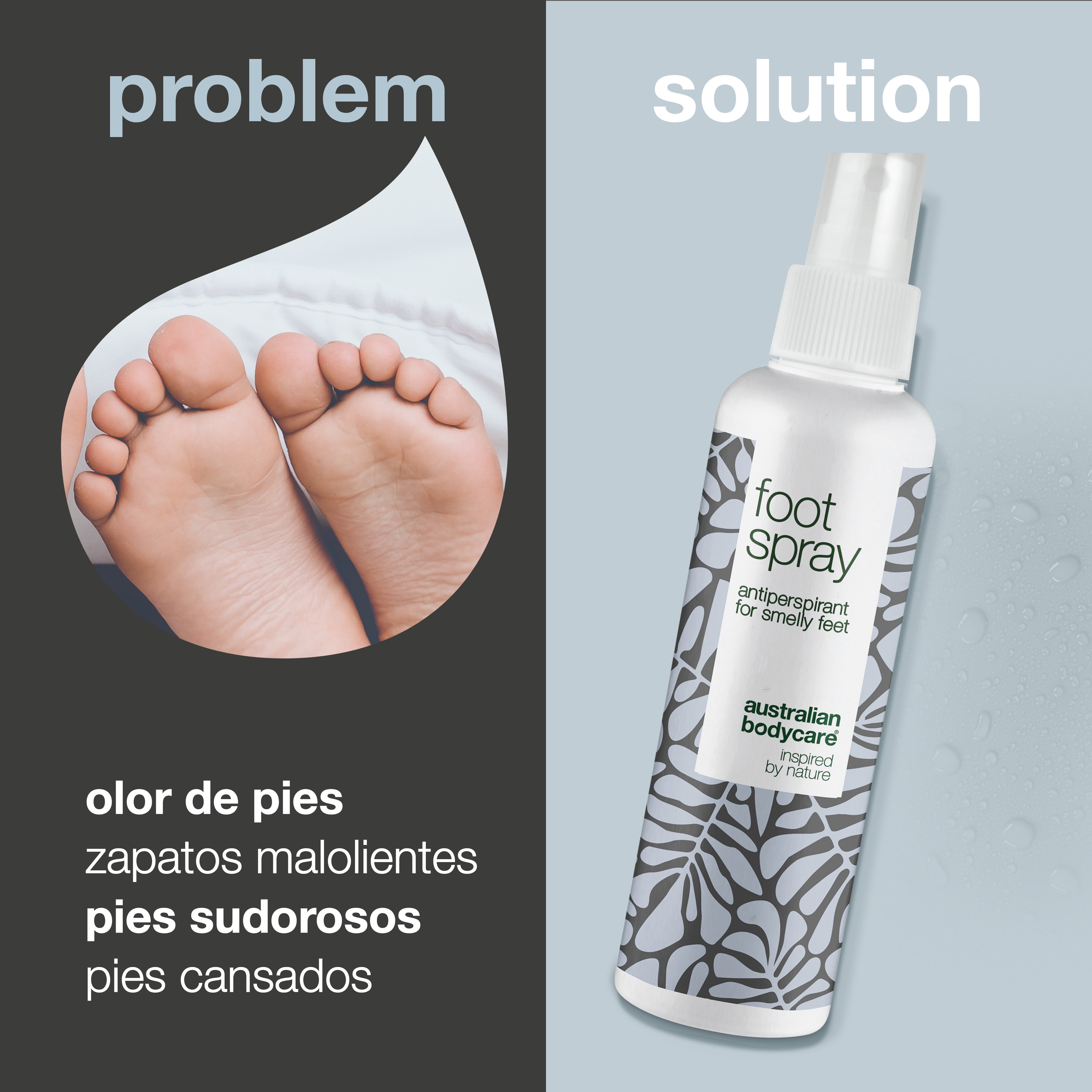Spray para pies contra el mal olor de los pies: spray antitranspirante para pies y dedos de los pies malolientes y sudorosos