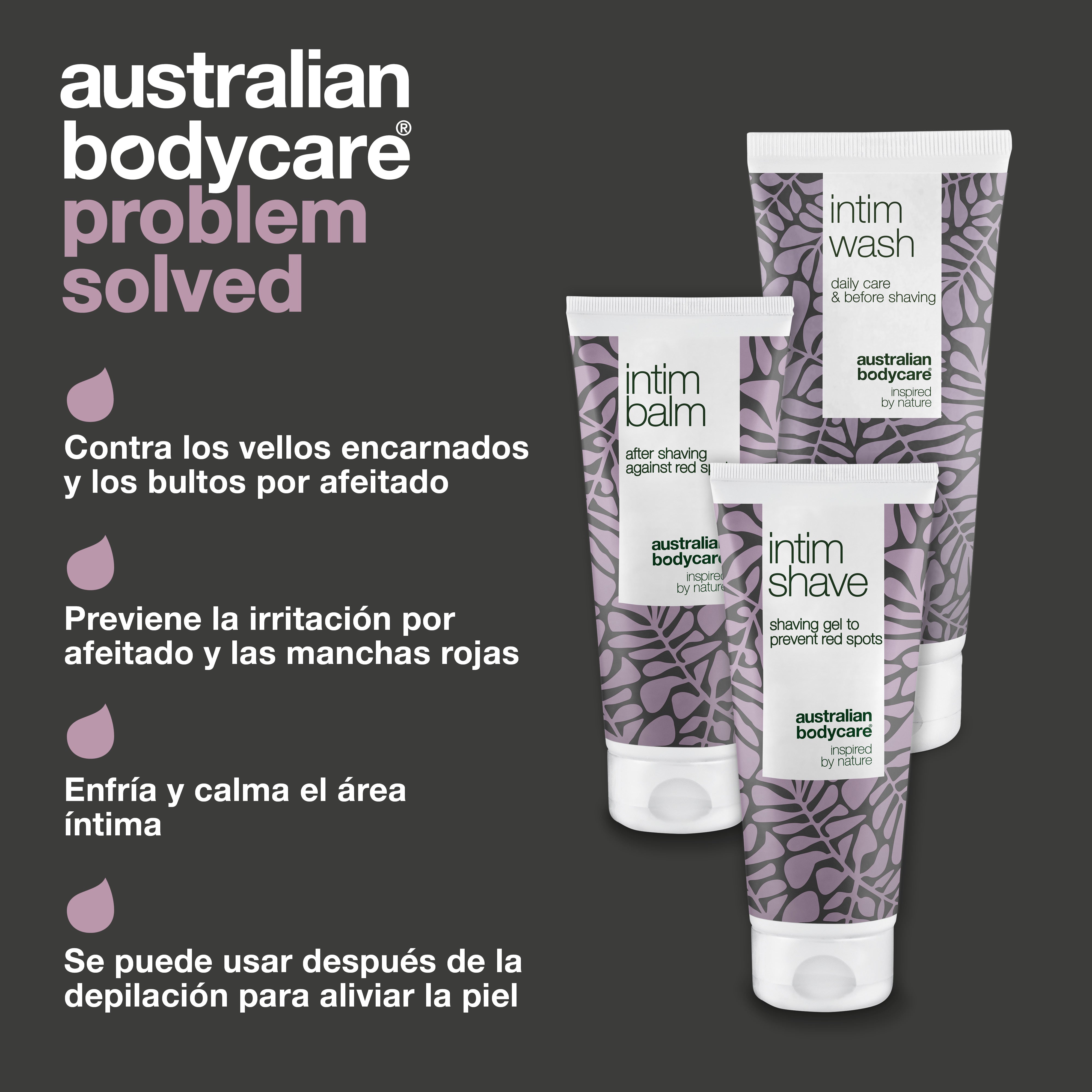 Set de afeitado íntimo contra la irritación y el sarpullido del afeitado: 3 productos para la prevención de la irritación, las protuberancias y el vello encarnado después del afeitado íntimo
