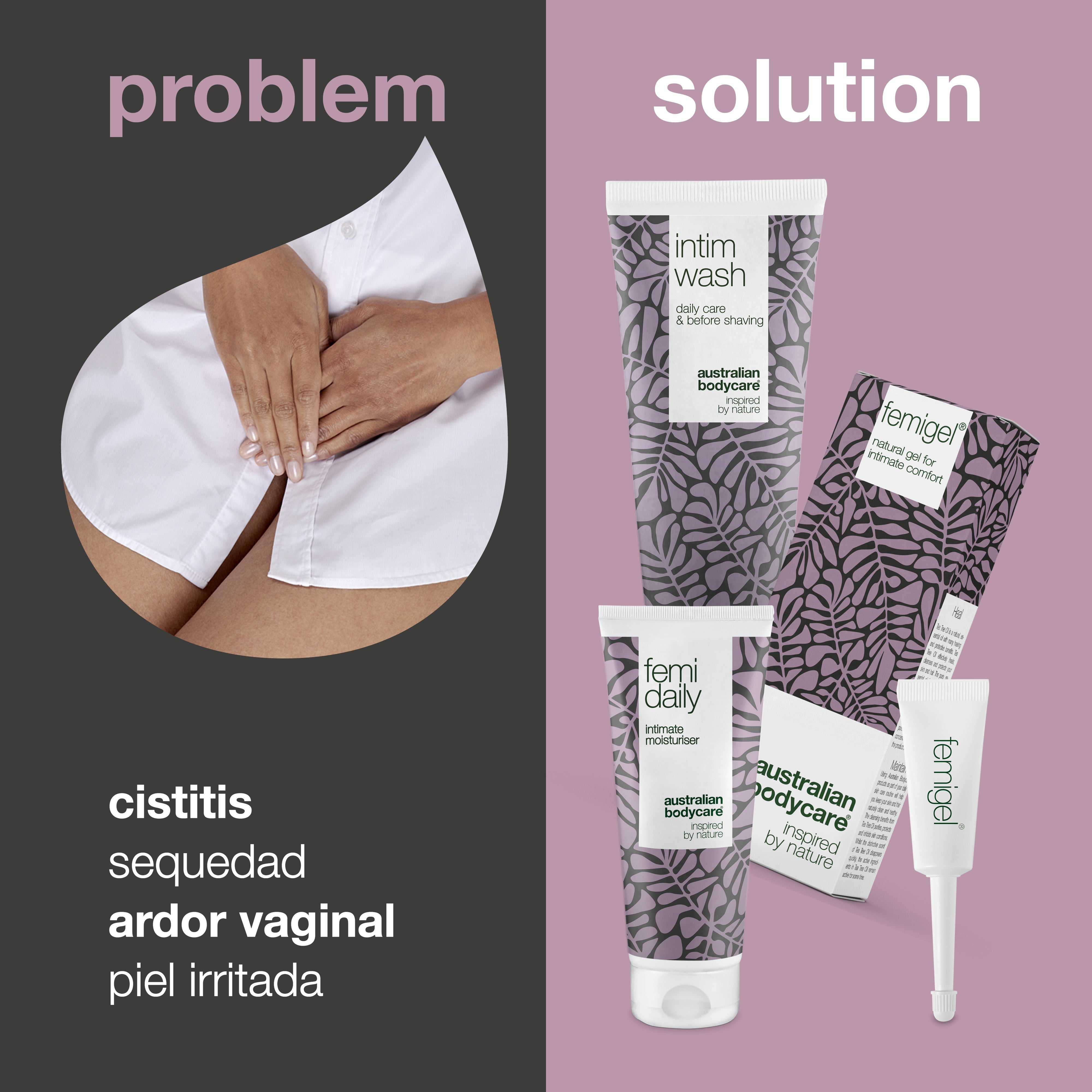 Kit de 3 productos para el cuidado e higiene íntima — Para prevenir la sequedad vaginal, el picor genital, el olor vaginal u otras molestias íntimas