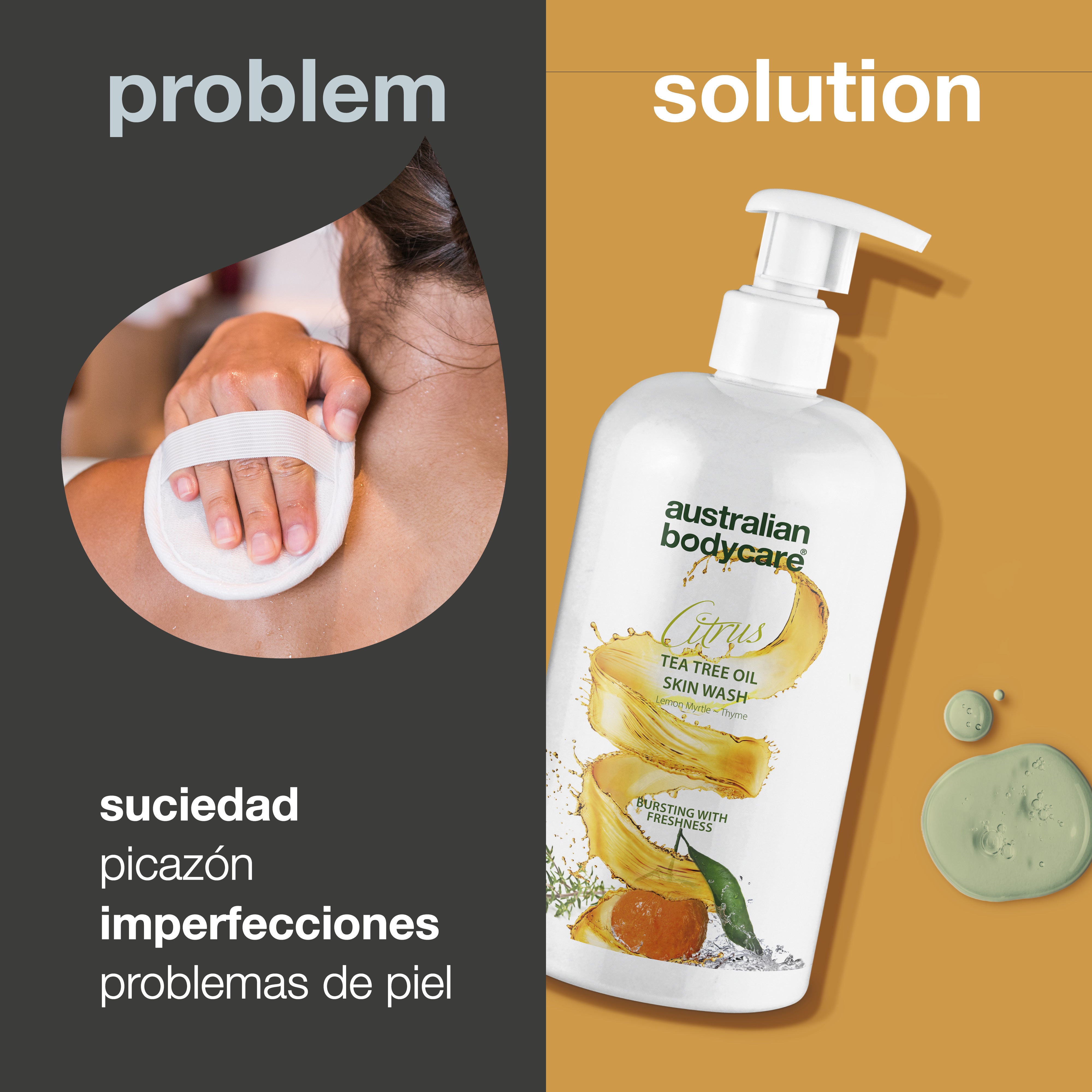 Gel de baño profesional con cítricos: gel de baño profesional con aceite de árbol de té y cítricos para uso diario