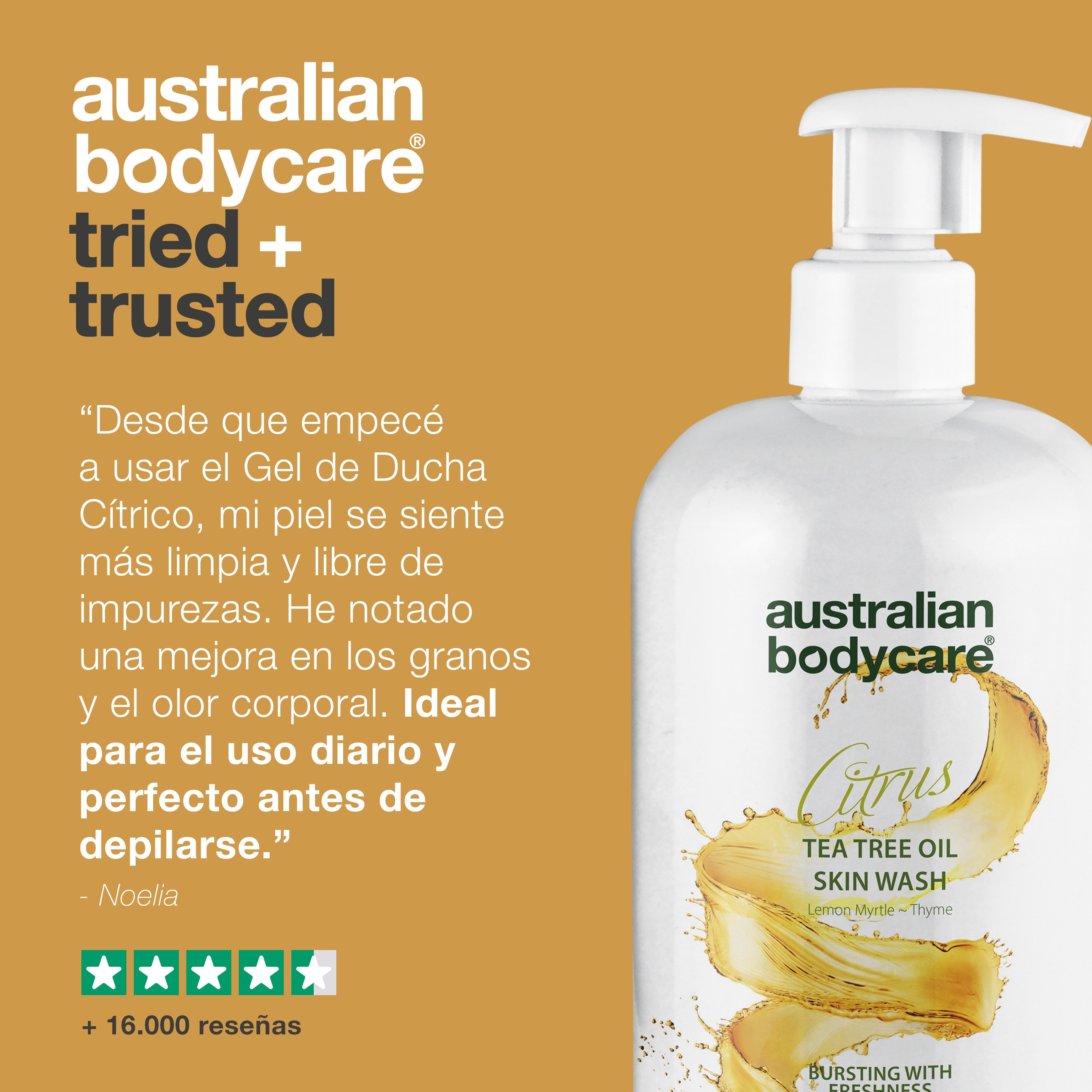 Gel de baño profesional con cítricos: gel de baño profesional con aceite de árbol de té y cítricos para uso diario