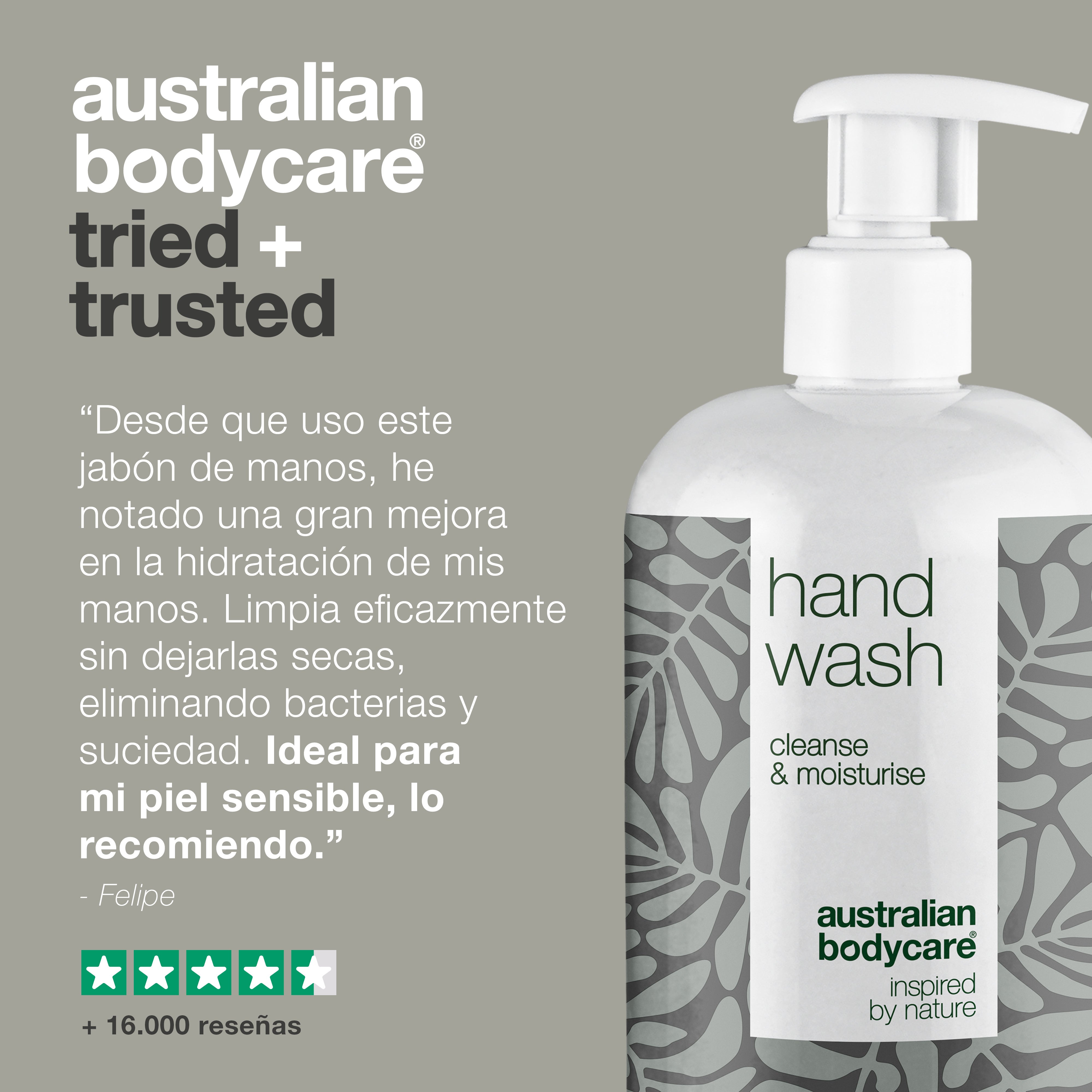 Jabón de manos líquido para manos secas con aceite de árbol de té: jabón de manos líquido para una limpieza eficaz de bacterias y suciedad