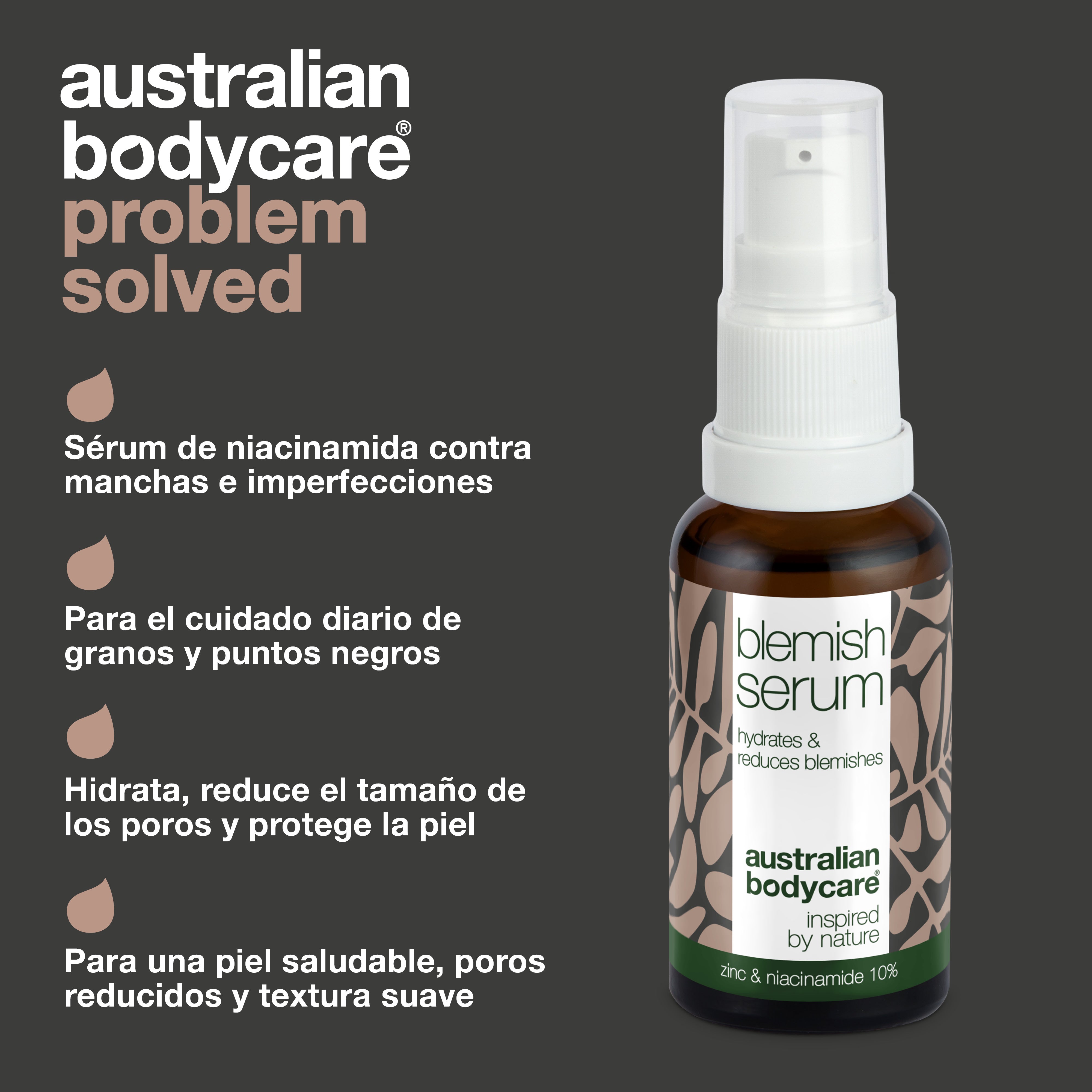 Suero de niacinamida para manchas y piel congestionada: con niacinamida al 10 %, zinc al 1 % y aceite de árbol de té para espinillas, puntos negros y imperfecciones de la piel.