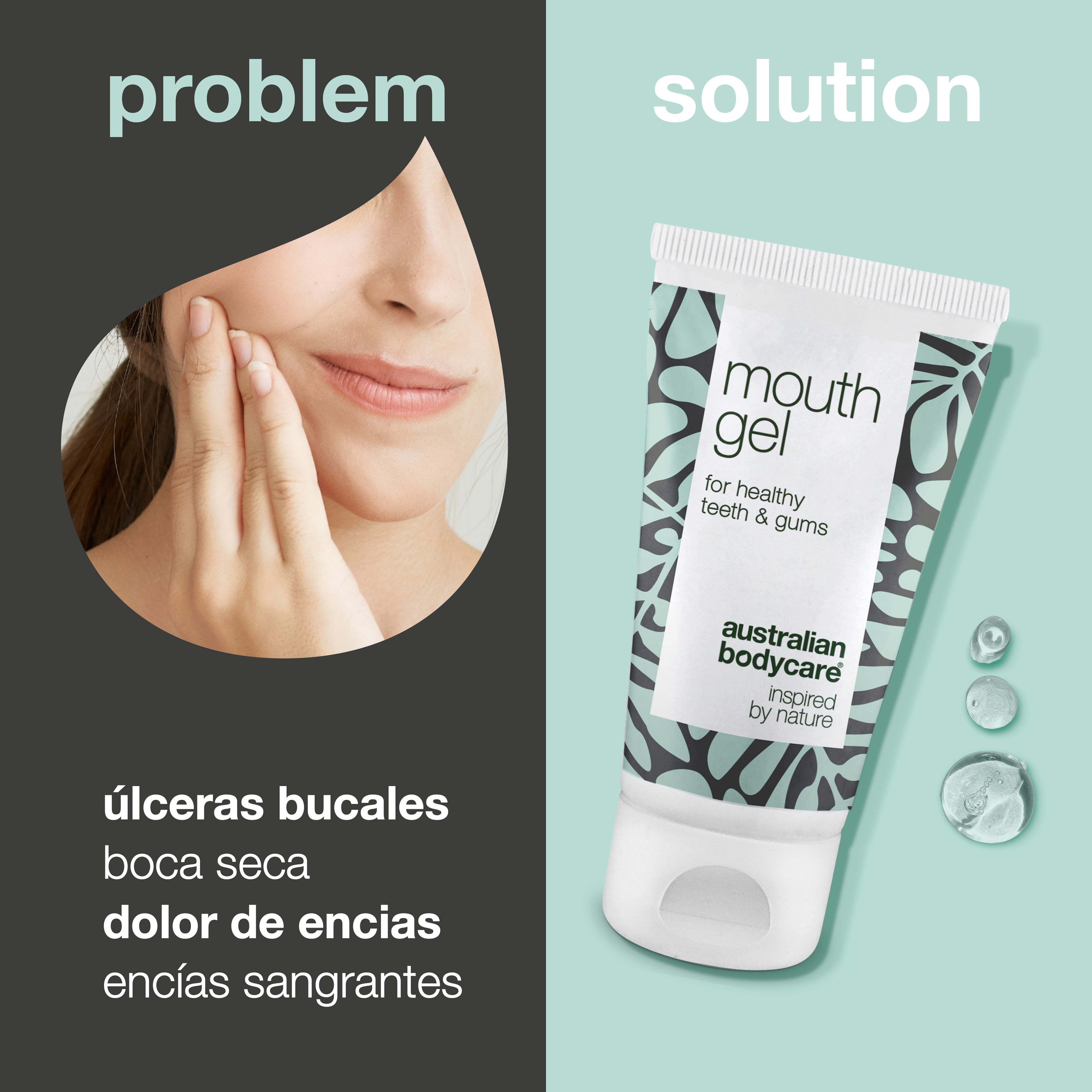 Gel bucal calmante con aceite de árbol de té: gel bucal para el cuidado diario de las úlceras bucales, la boca seca y el dolor de encías