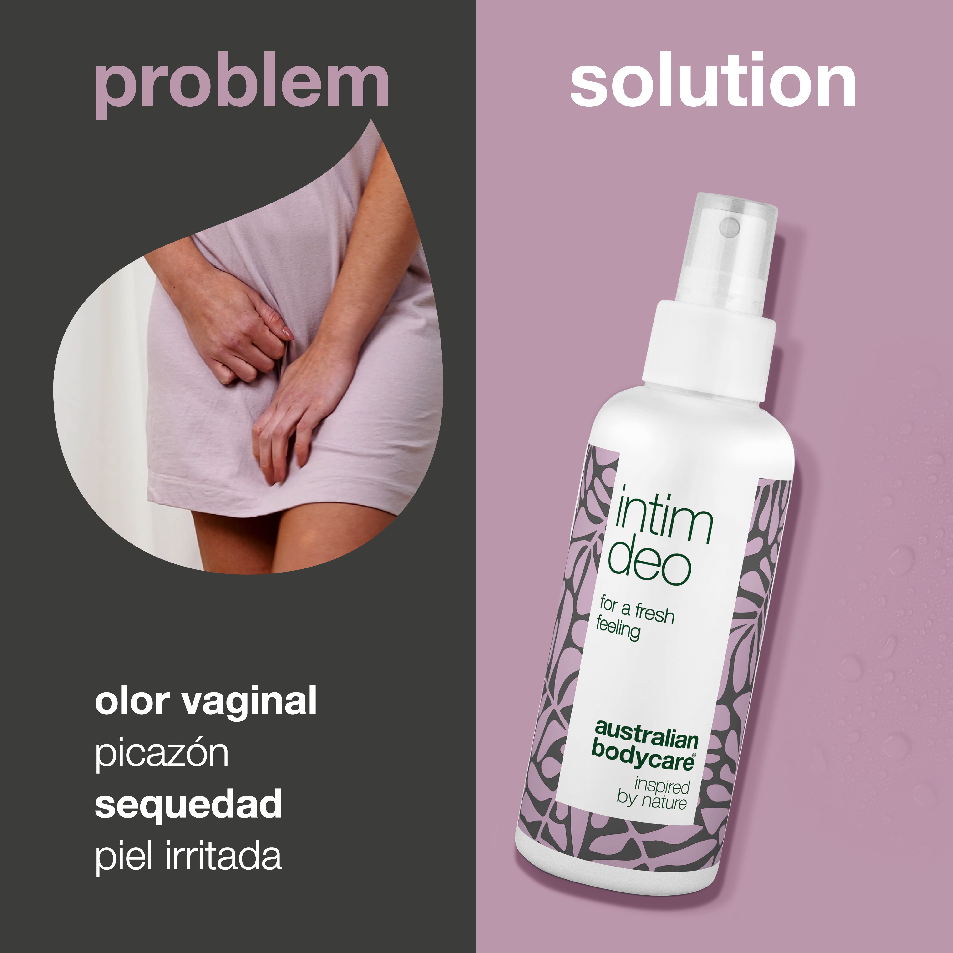 Desodorante íntimo contra el olor genital y vaginal no deseado — Desodorante íntimo para el olor no deseado y la irritación en la zona íntima