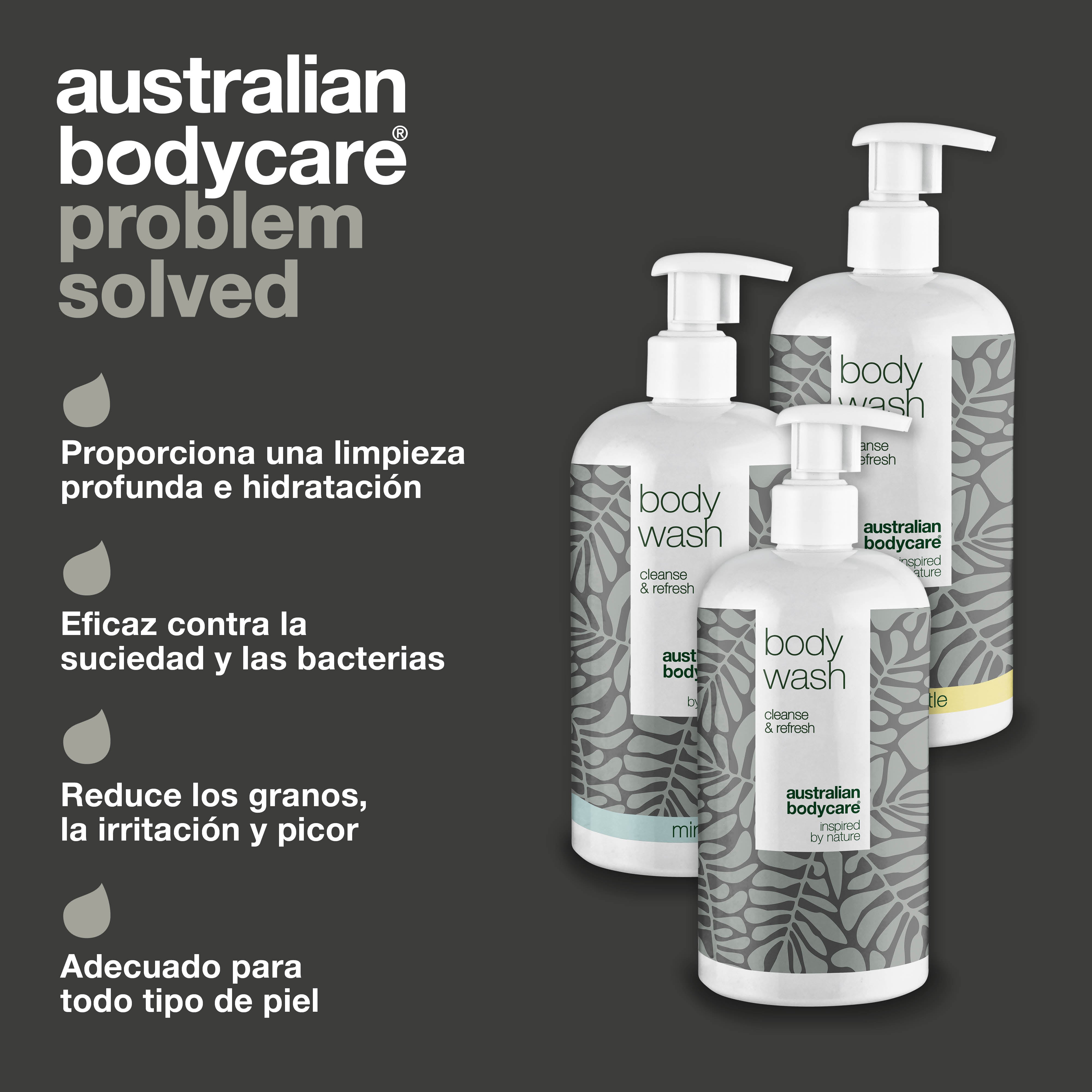 3 geles de baño - paquete de oferta — Paquete de oferta con 3 x geles de baño (500 ml): aceite de árbol de té, mirto limón y menta