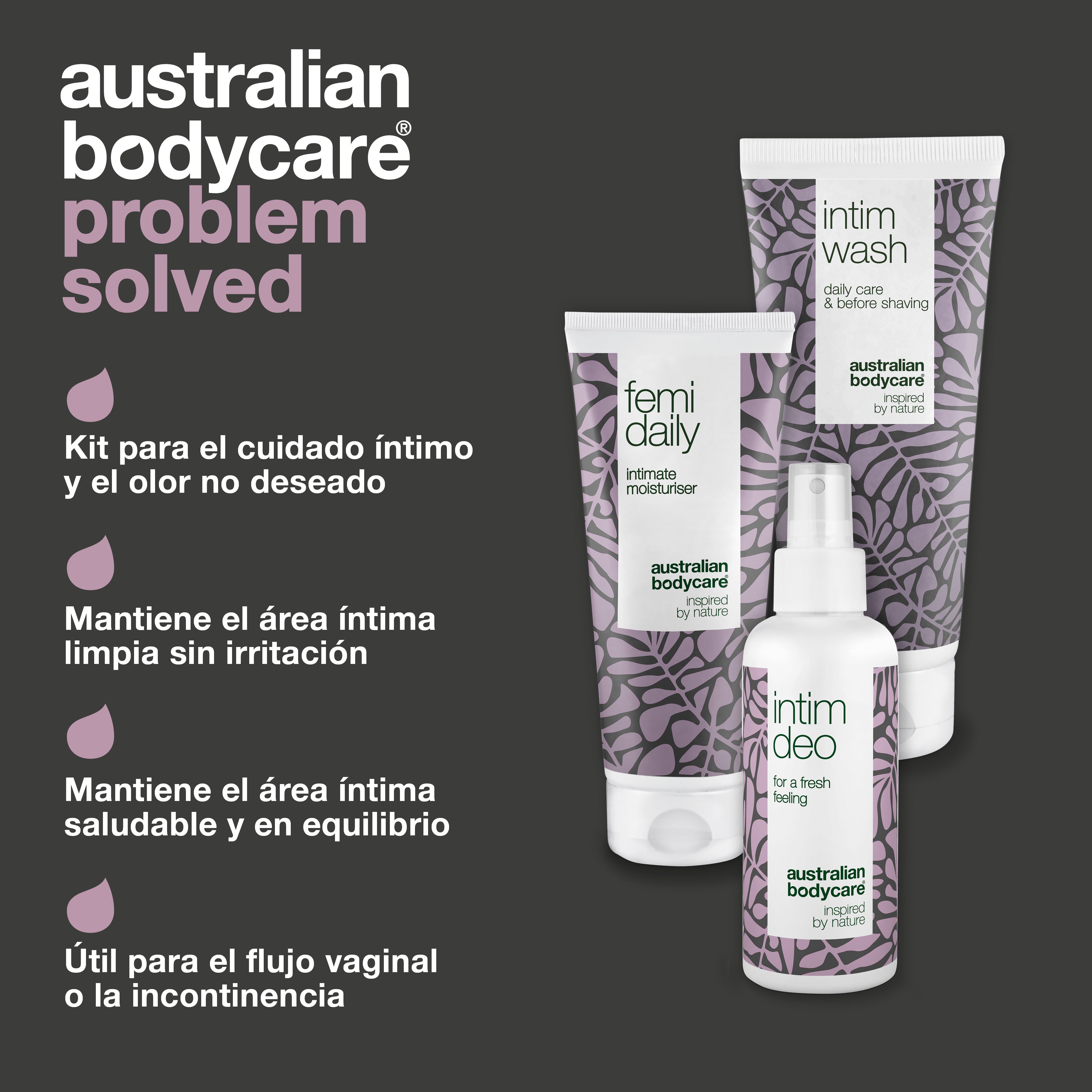Kit de cuidado íntimo contra el olor vaginal: 3 productos íntimos para el olor no deseado y la irritación íntima