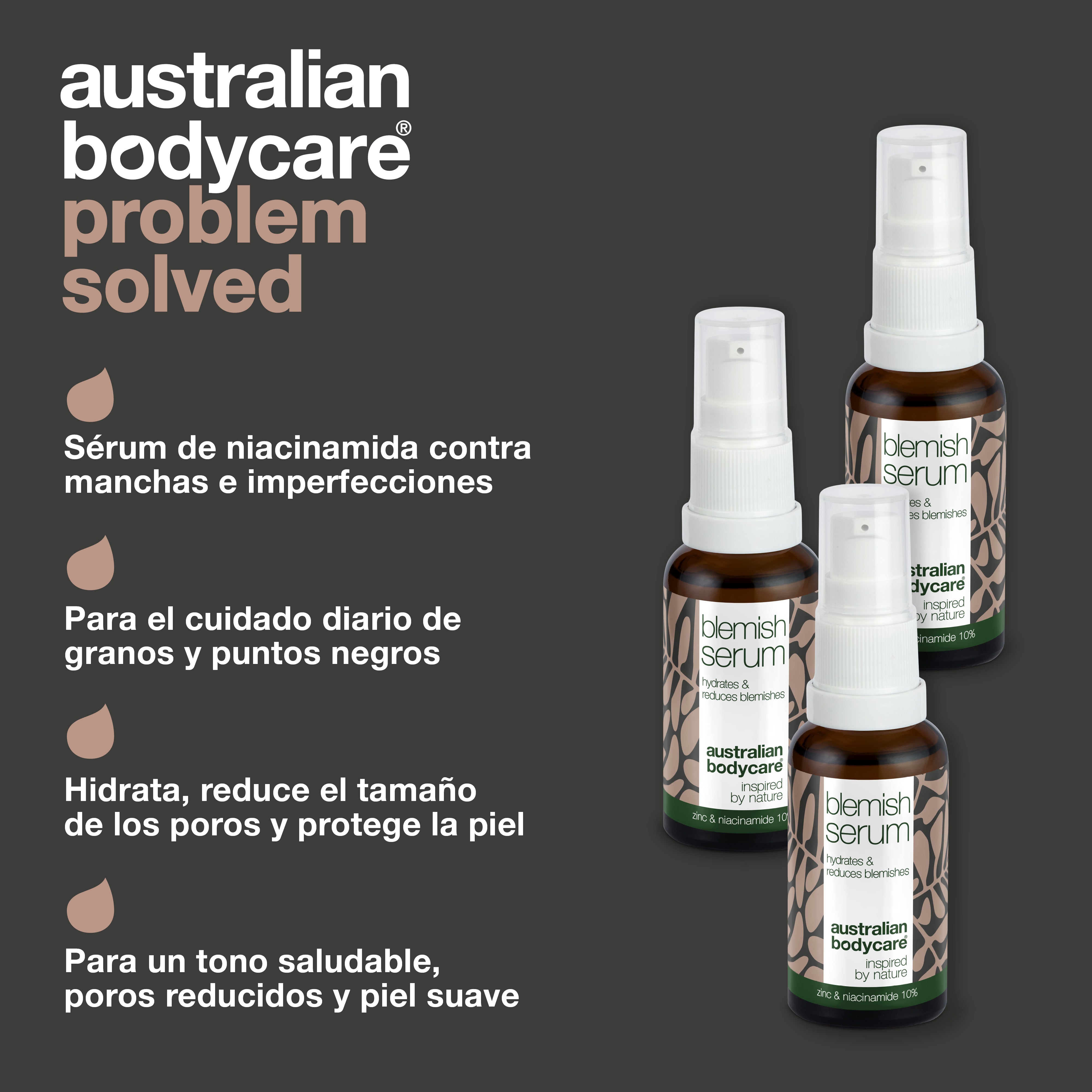 Suero de niacinamida 3x para espinillas y puntos negros: con niacinamida al 10 %, zinc al 1 % y aceite de árbol de té para pieles grasas con imperfecciones.