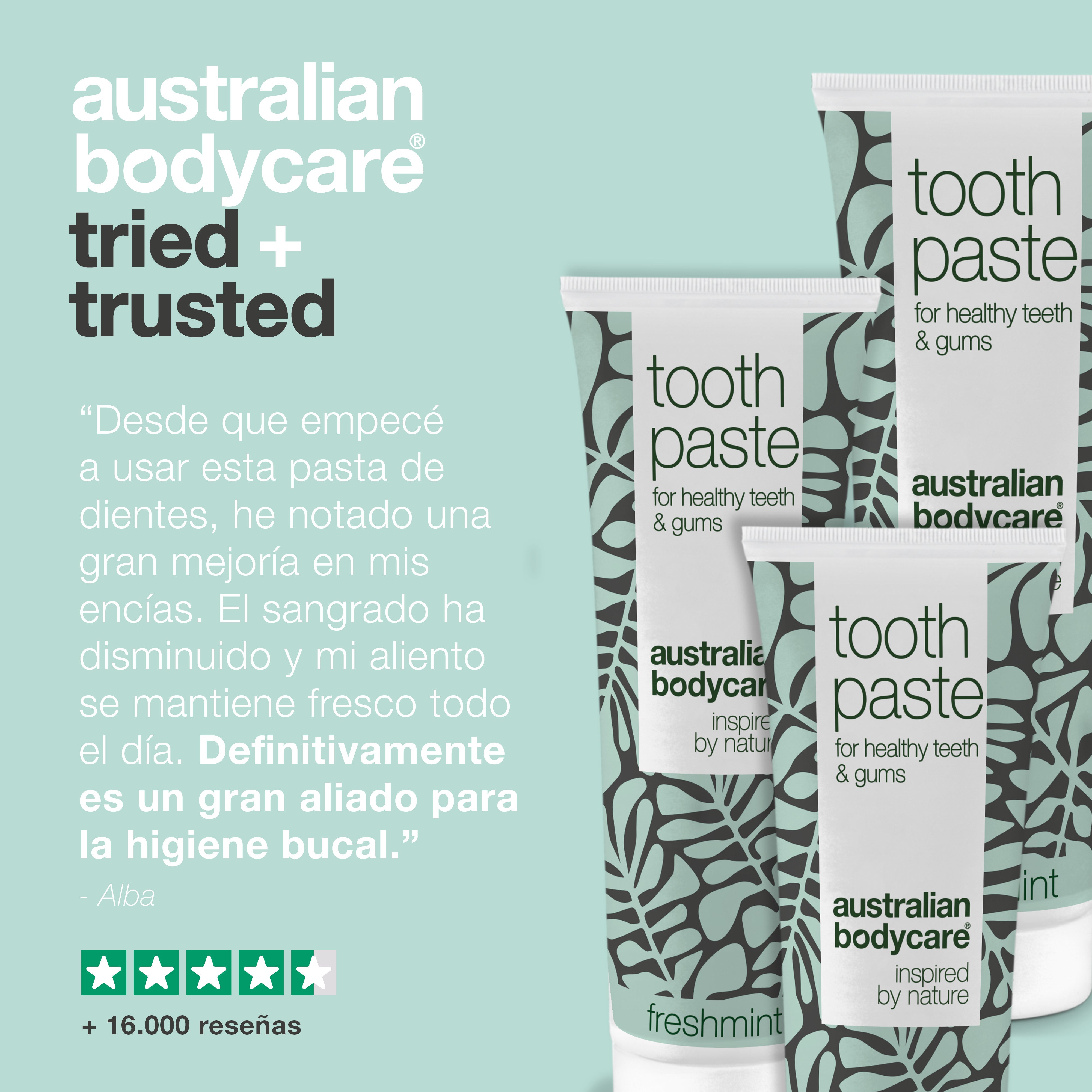 3 x Pasta dental con aceite de árbol de té y menta fresca: para el cuidado diario de aftas bucales, periodontitis y gingivitis