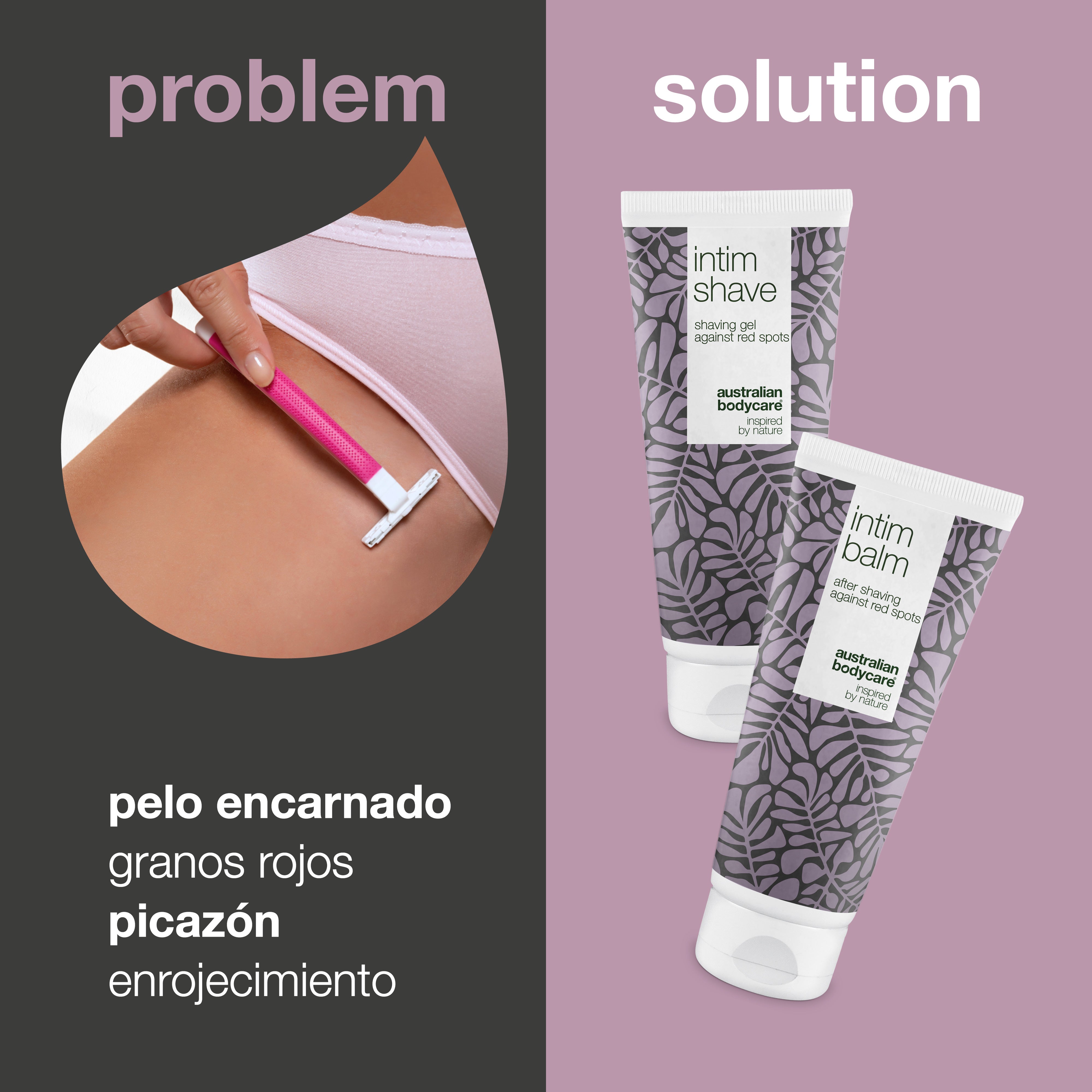 Kit de afeitado íntimo XL: gel de afeitado íntimo grande y bálsamo para después del afeitado para vellos encarnados