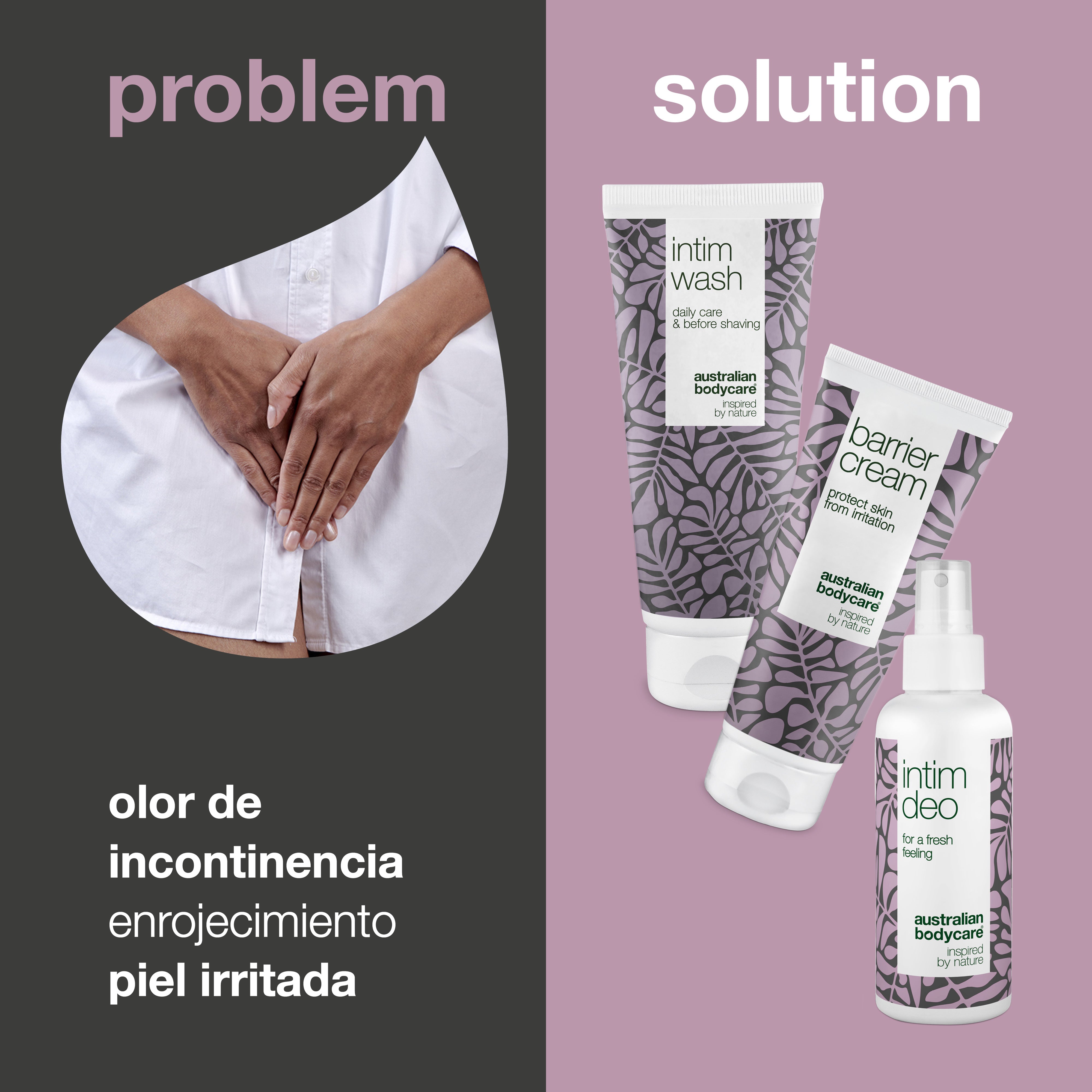 Kit para el cuidado diario del olor de la incontinencia — 3 productos para minimizar el olor íntimo de la incontinencia urinaria