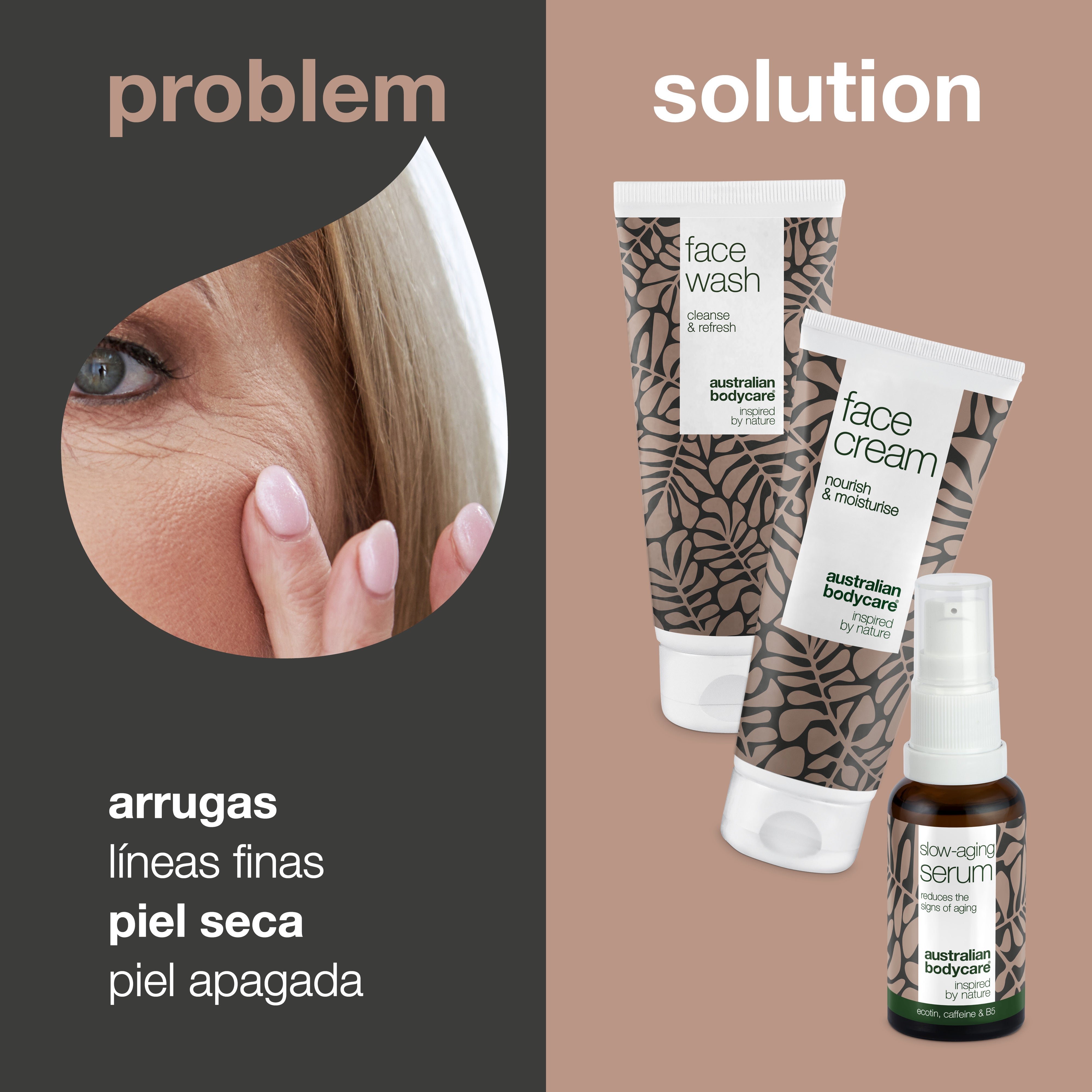 Conjunto de productos antienvejecimiento para pieles mayores de 50 años: 3 productos para arrugas y pieles maduras: limpiador facial, suero y crema antiedad