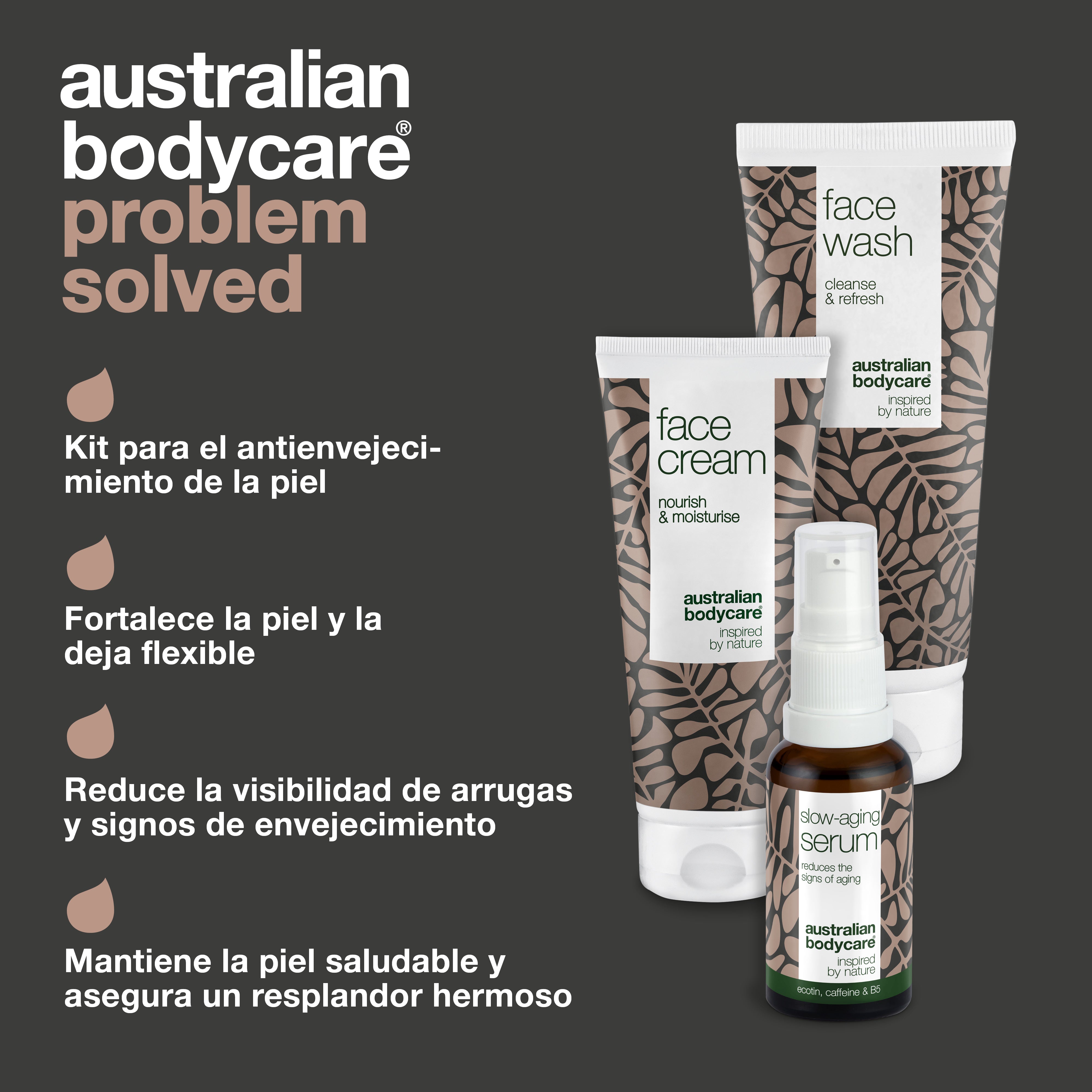 Conjunto de productos antienvejecimiento para pieles mayores de 50 años: 3 productos para arrugas y pieles maduras: limpiador facial, suero y crema antiedad