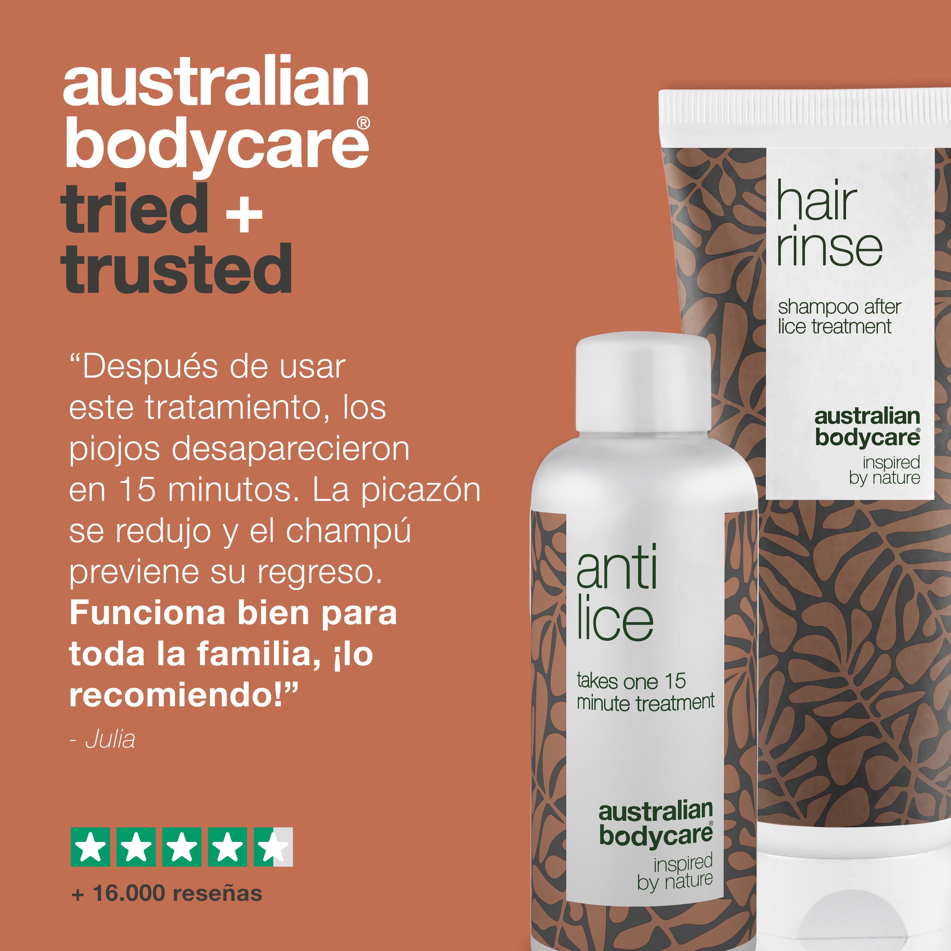 2 productos para el tratamiento de los piojos: cura contra los piojos y champú preventivo contra los piojos