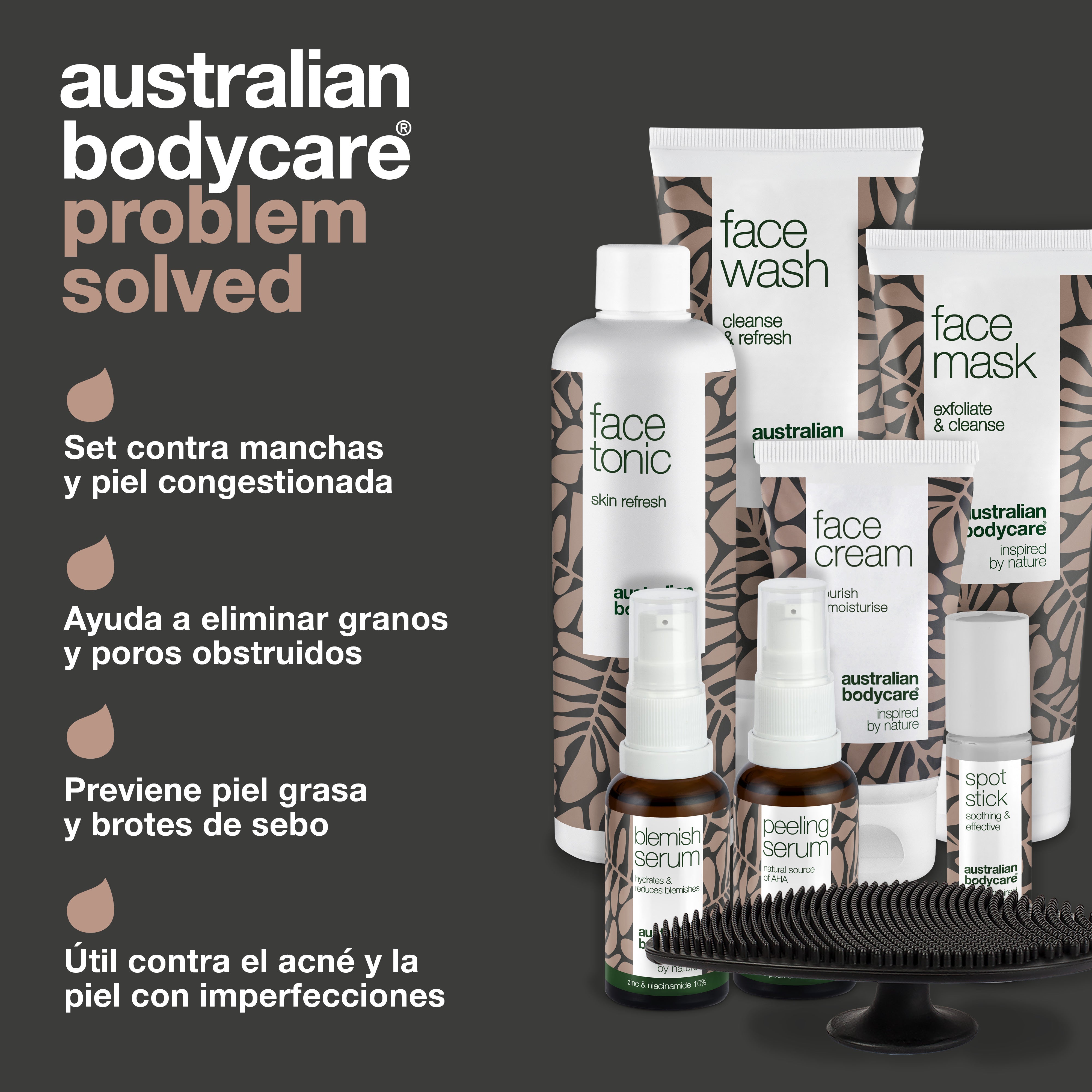Set de cuidado completo contra las manchas y la piel congestionada: 8 productos para pieles grasas, puntos negros, comedones cerrados y espinillas