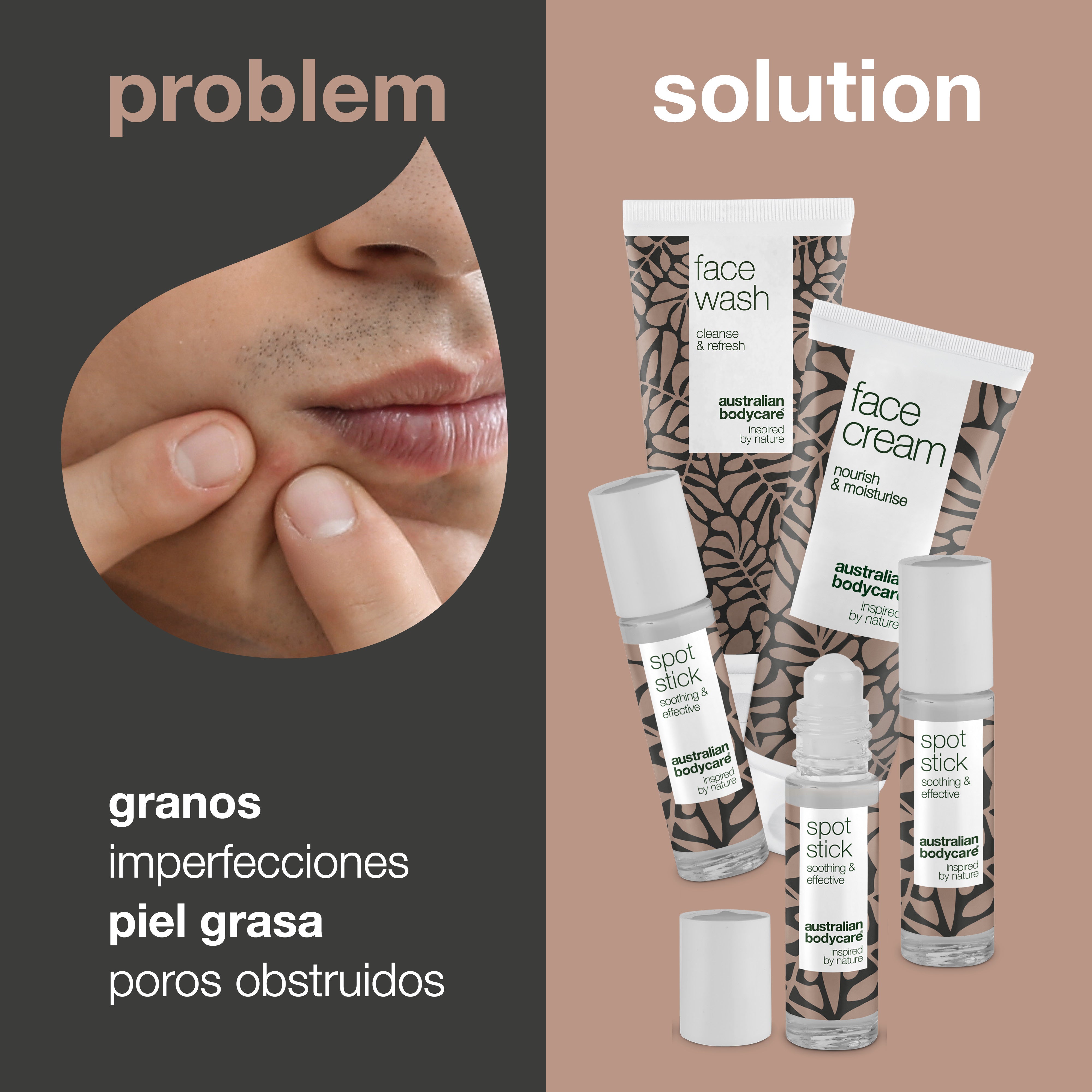 Productos faciales XL para espinillas y piel con imperfecciones: excelente limpiador facial, crema facial y paquete de 3 Spot Stick para espinillas y piel grasa