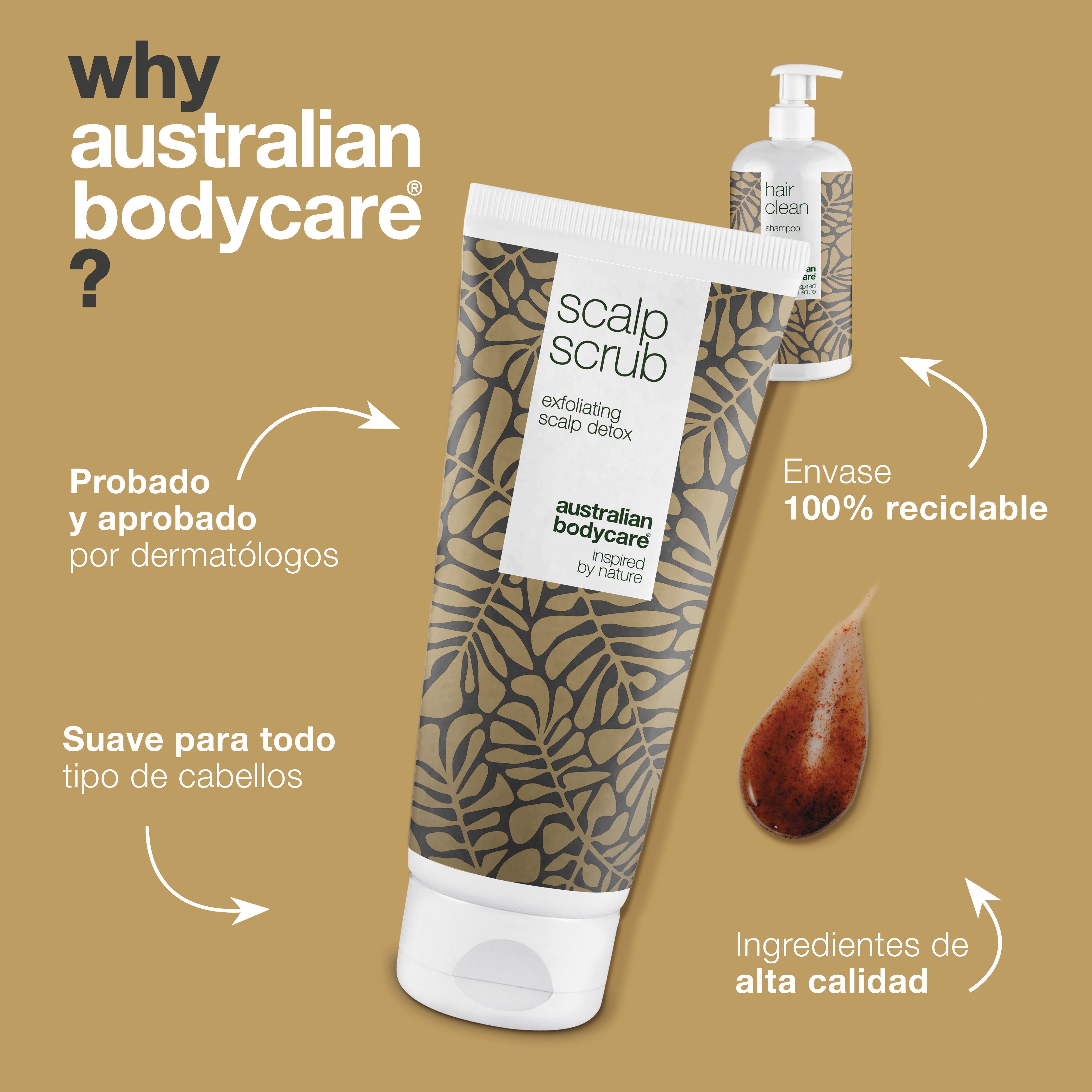2 productos contra las manchas del cuero cabelludo: exfoliante para el cuero cabelludo y champú con aceite de árbol de té contra las espinillas del cuero cabelludo