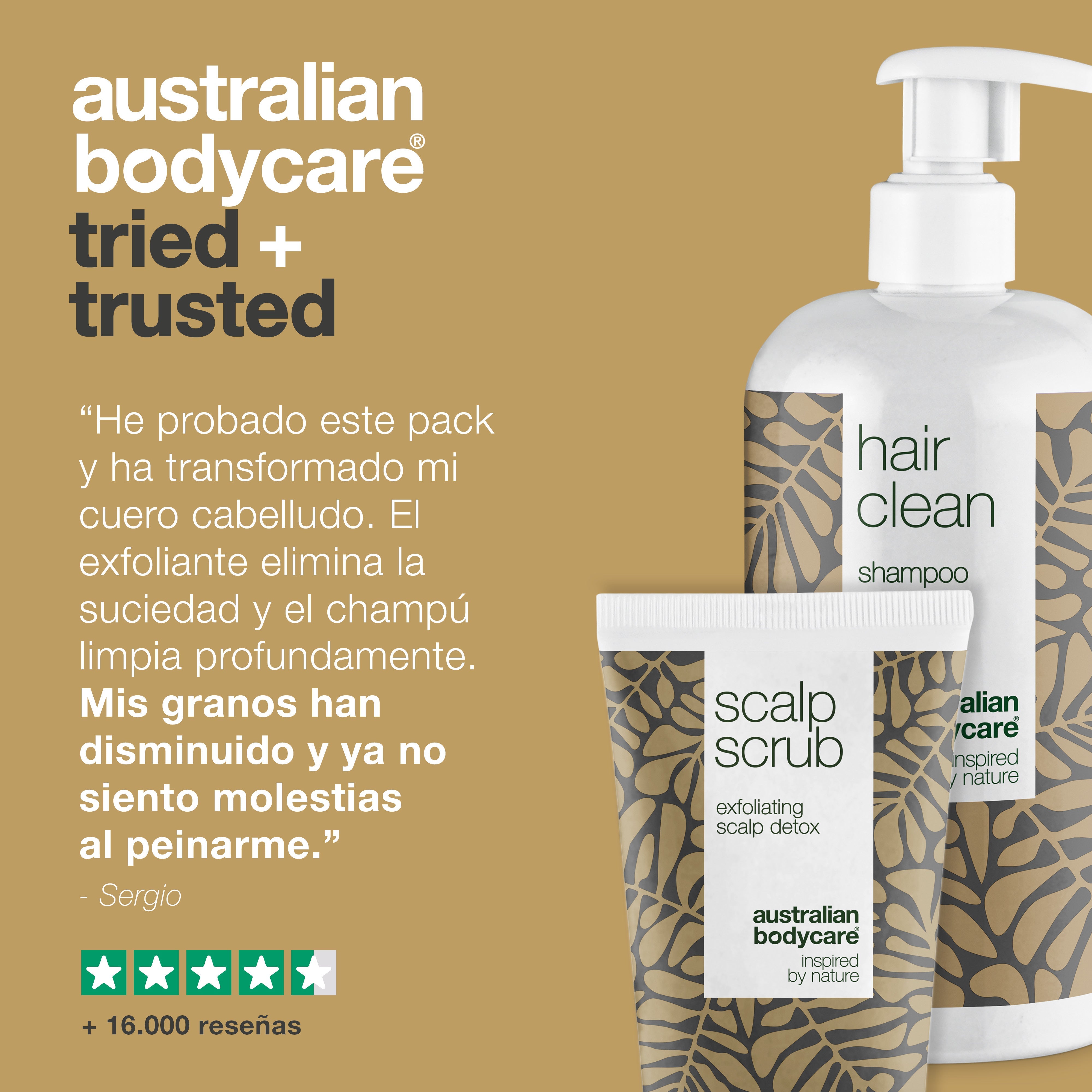 2 productos contra las manchas del cuero cabelludo: exfoliante para el cuero cabelludo y champú con aceite de árbol de té contra las espinillas del cuero cabelludo
