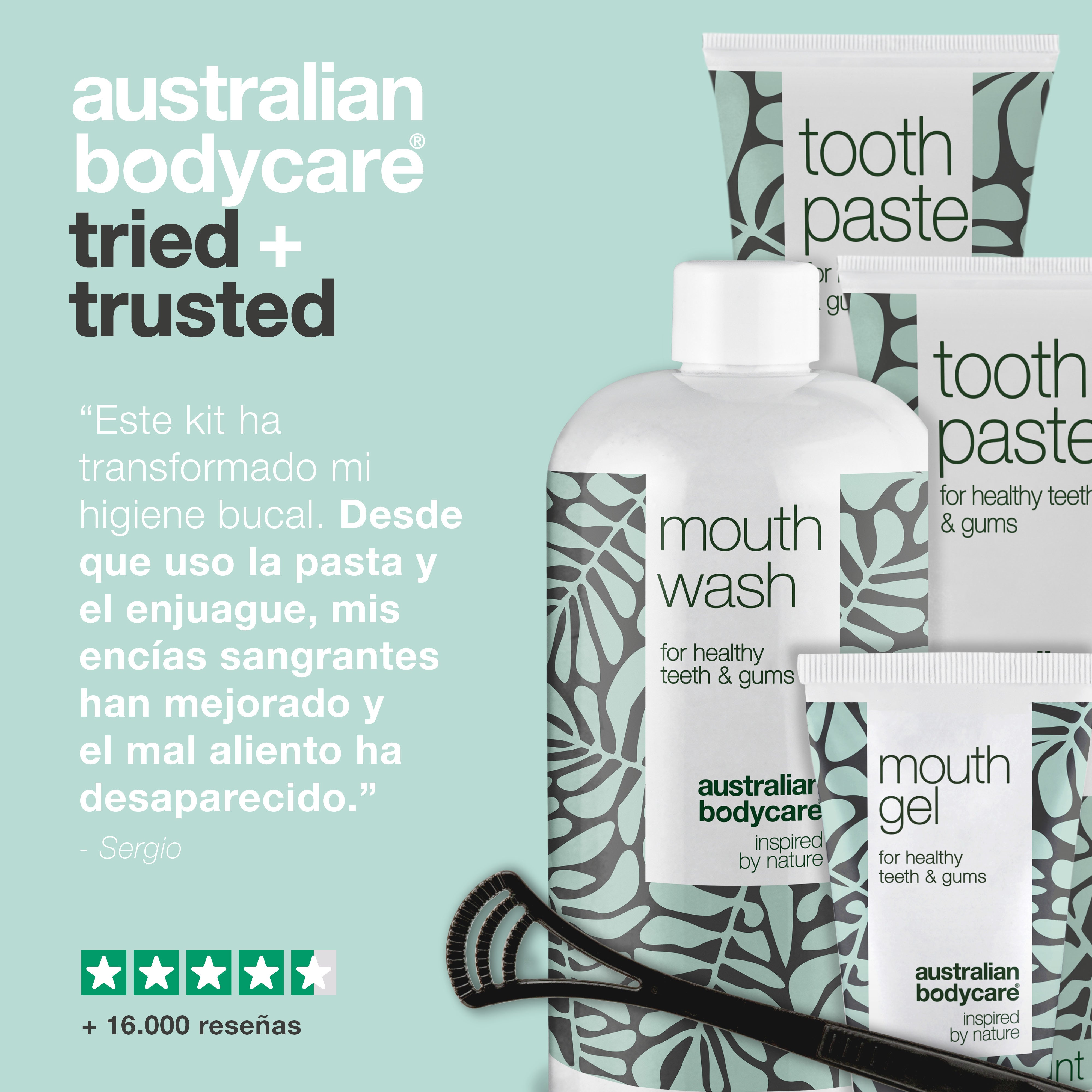 Kit de inicio 5 productos bucales — Kit de inicio para una buena higiene bucal y cuidado de la enfermedad periodontal y los hongos
