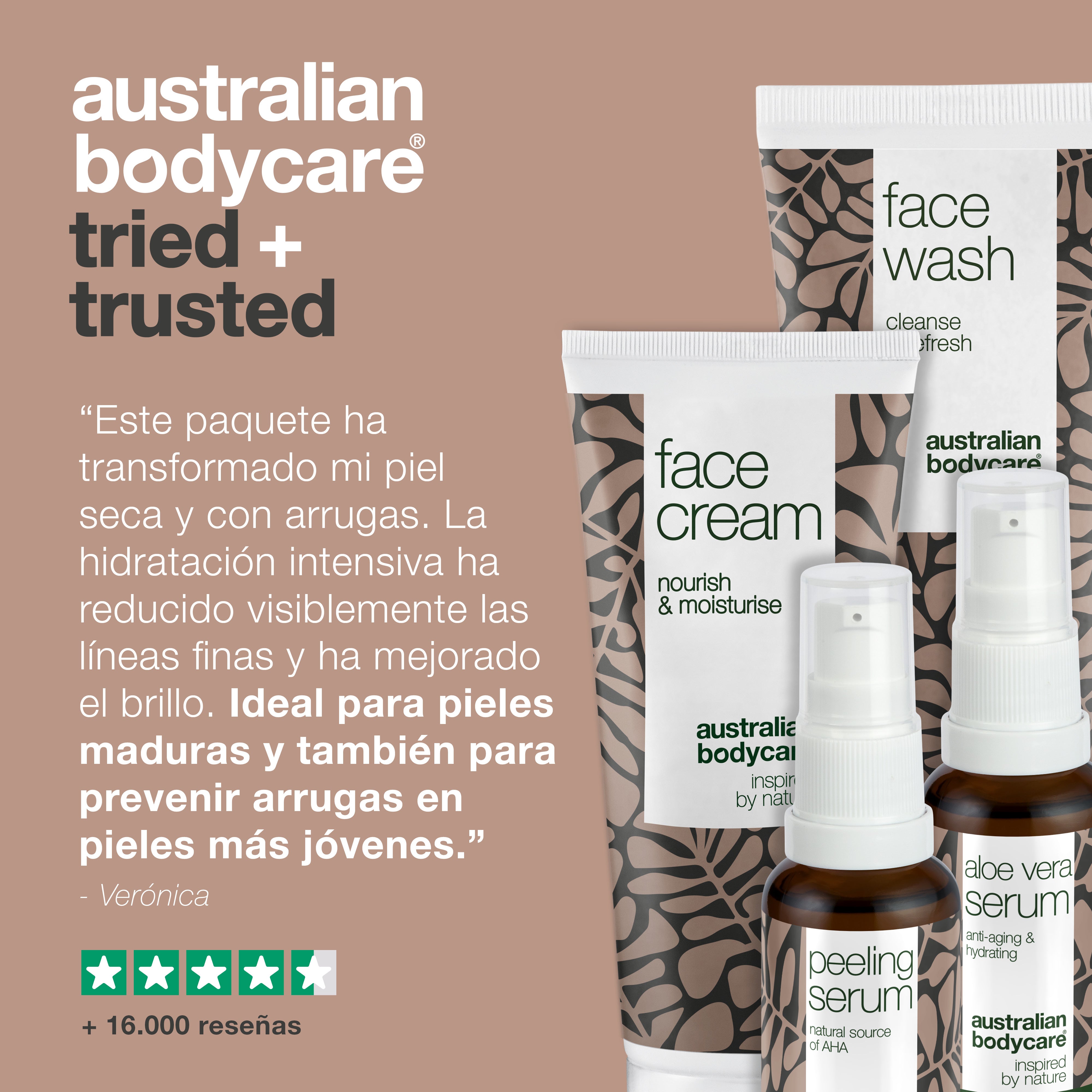 4 Productos para arrugas y piel deshidratada — Paquete Anti Age completo contra las arrugas y la piel seca del rostro