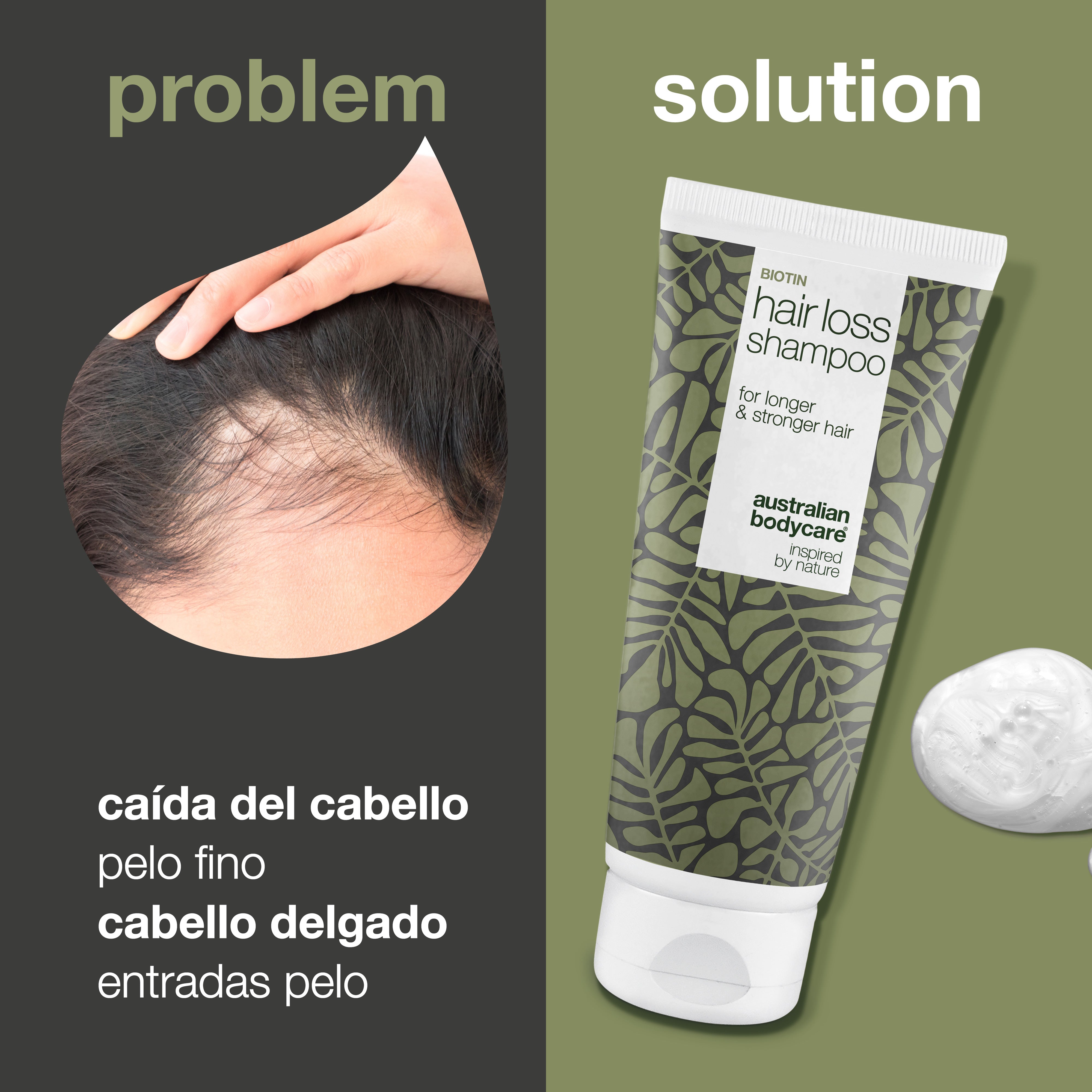 Champú anticaída para cabello debilitado con biotina y Capilia Longa — Champú para cabello fino, cabello fino o entrada