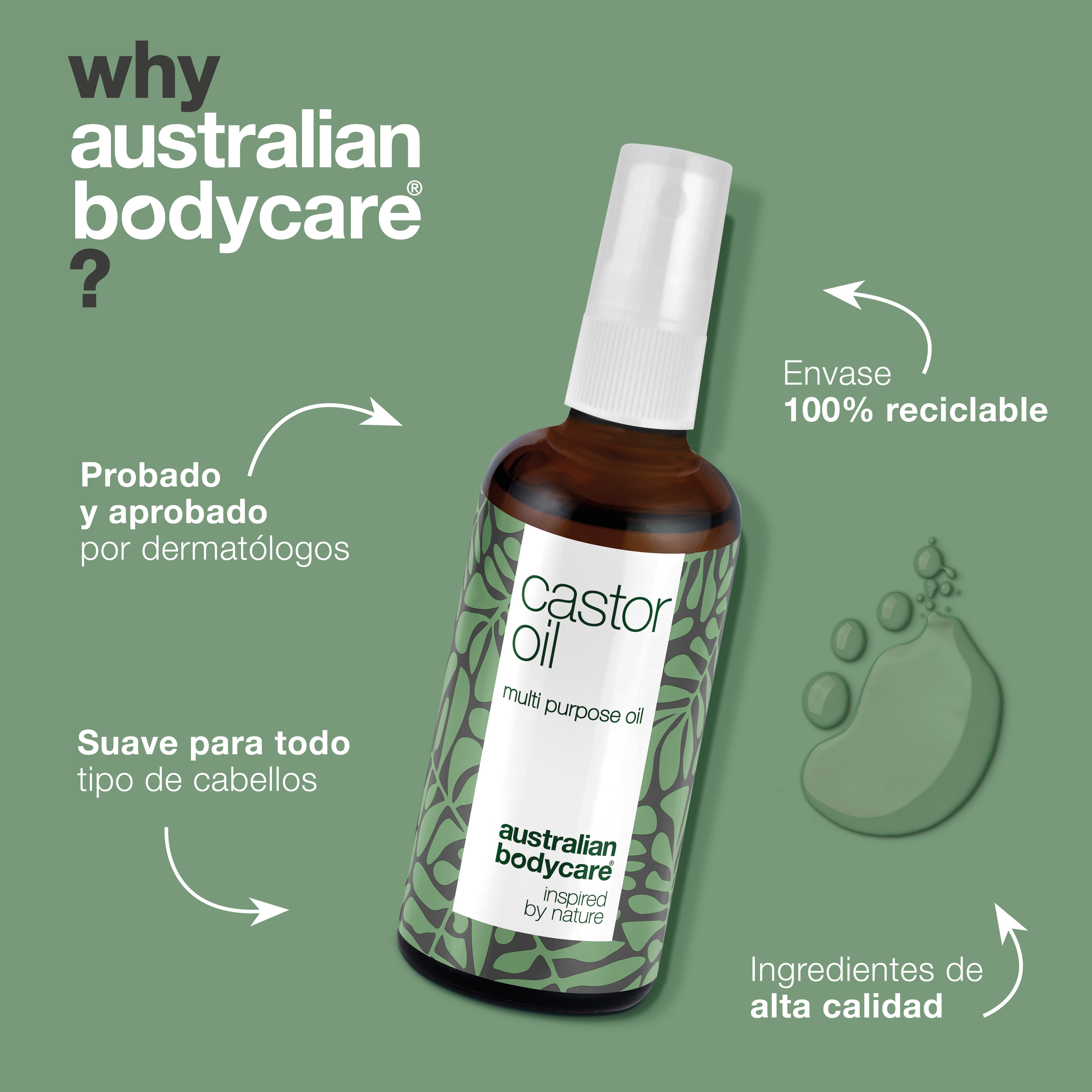 Aceite de ricino – Aceite multiusos para cabello y piel – Aceite de ricino para piel, cabello, cejas y pestañas secas