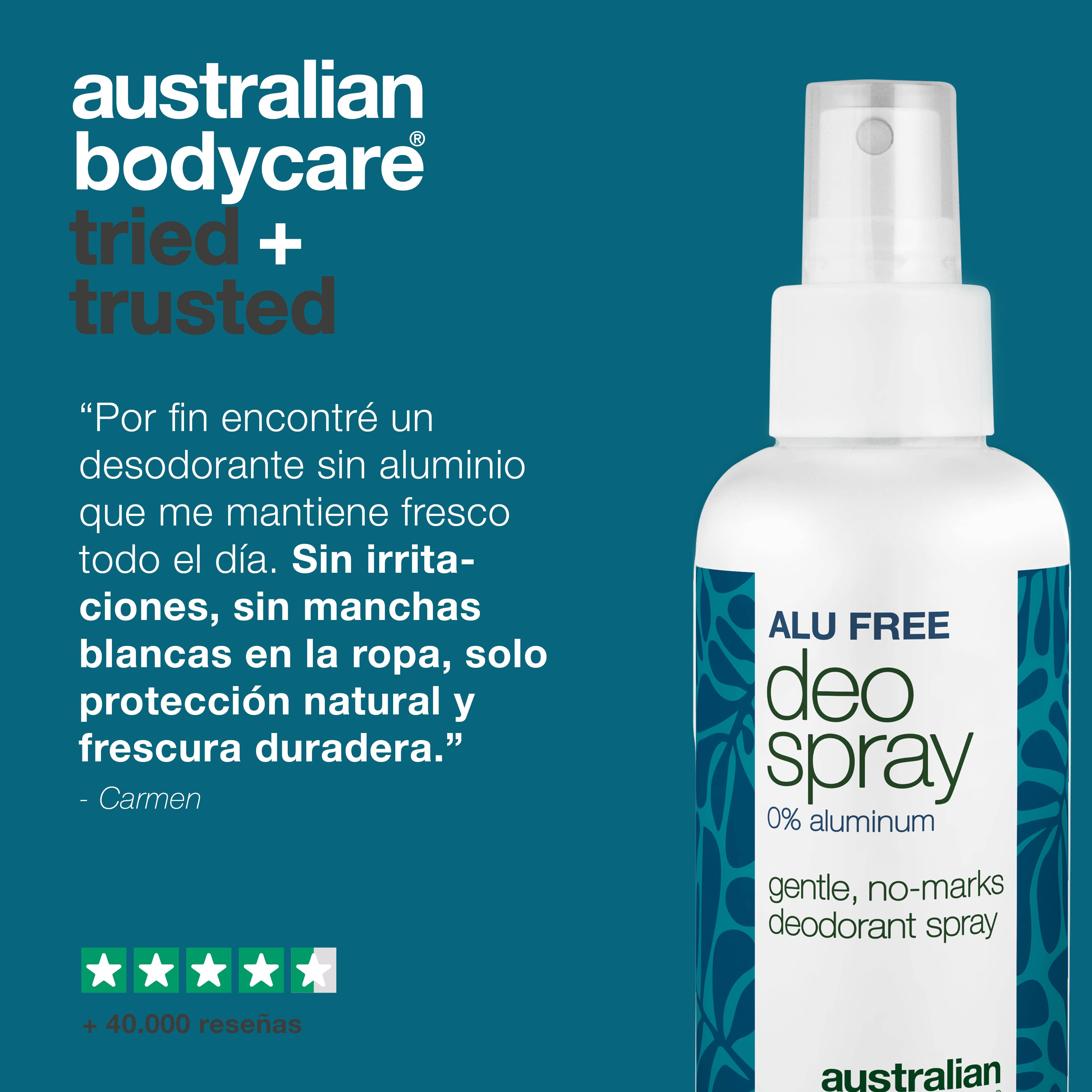 Desodorante en spray sin aluminio – Frescura natural — Desodorante eficaz sin aluminio con ingredientes naturales. Combate el olor, se seca rápidamente y te mantiene fresco todo el día. Suave con la piel.