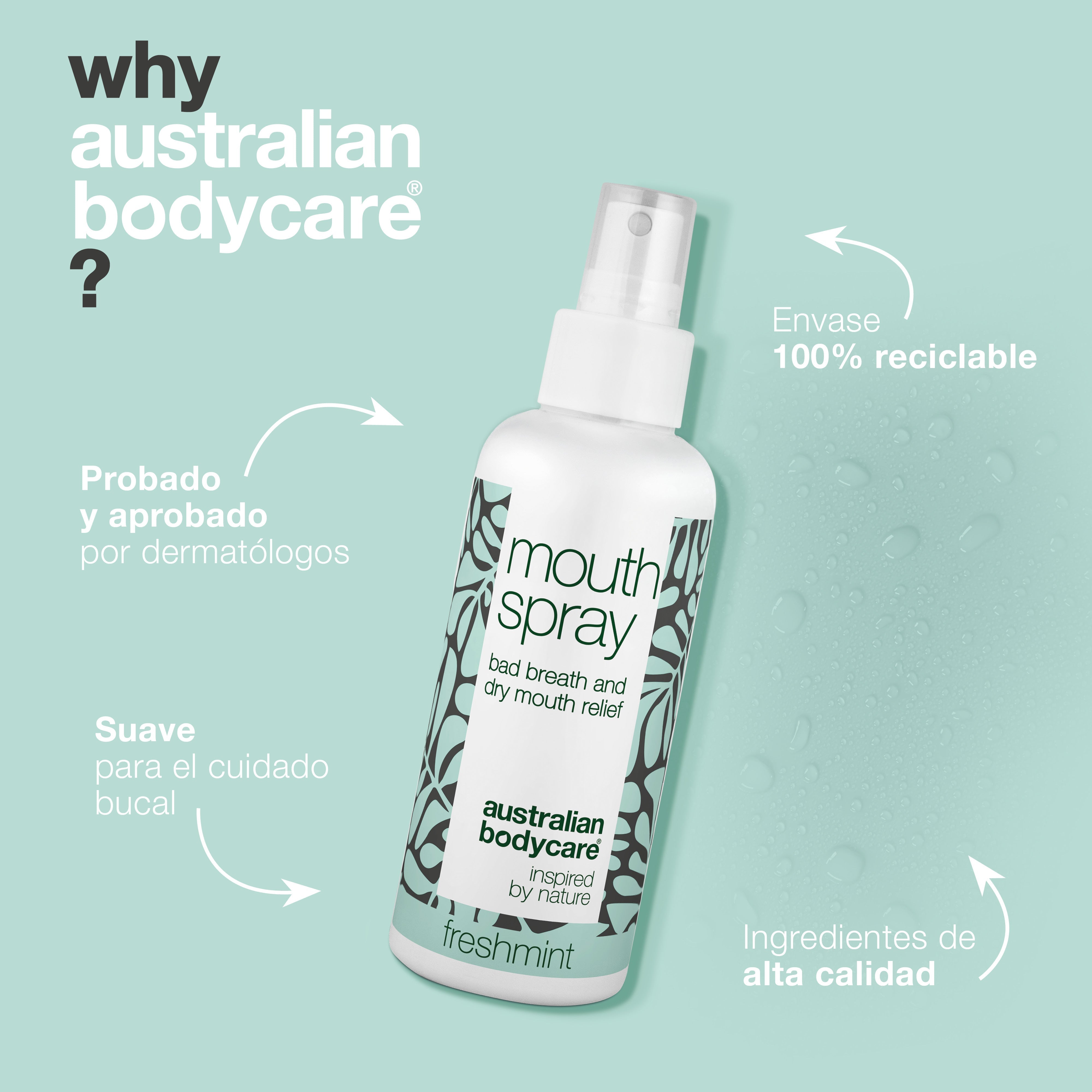 Spray bucal refrescante para el mal aliento y la boca seca: spray bucal calmante y refrescante para lengua y encías con ingredientes naturales. Mantiene la boca fresca e hidratada, combatiendo eficazmente el mal aliento y la sequedad bucal.