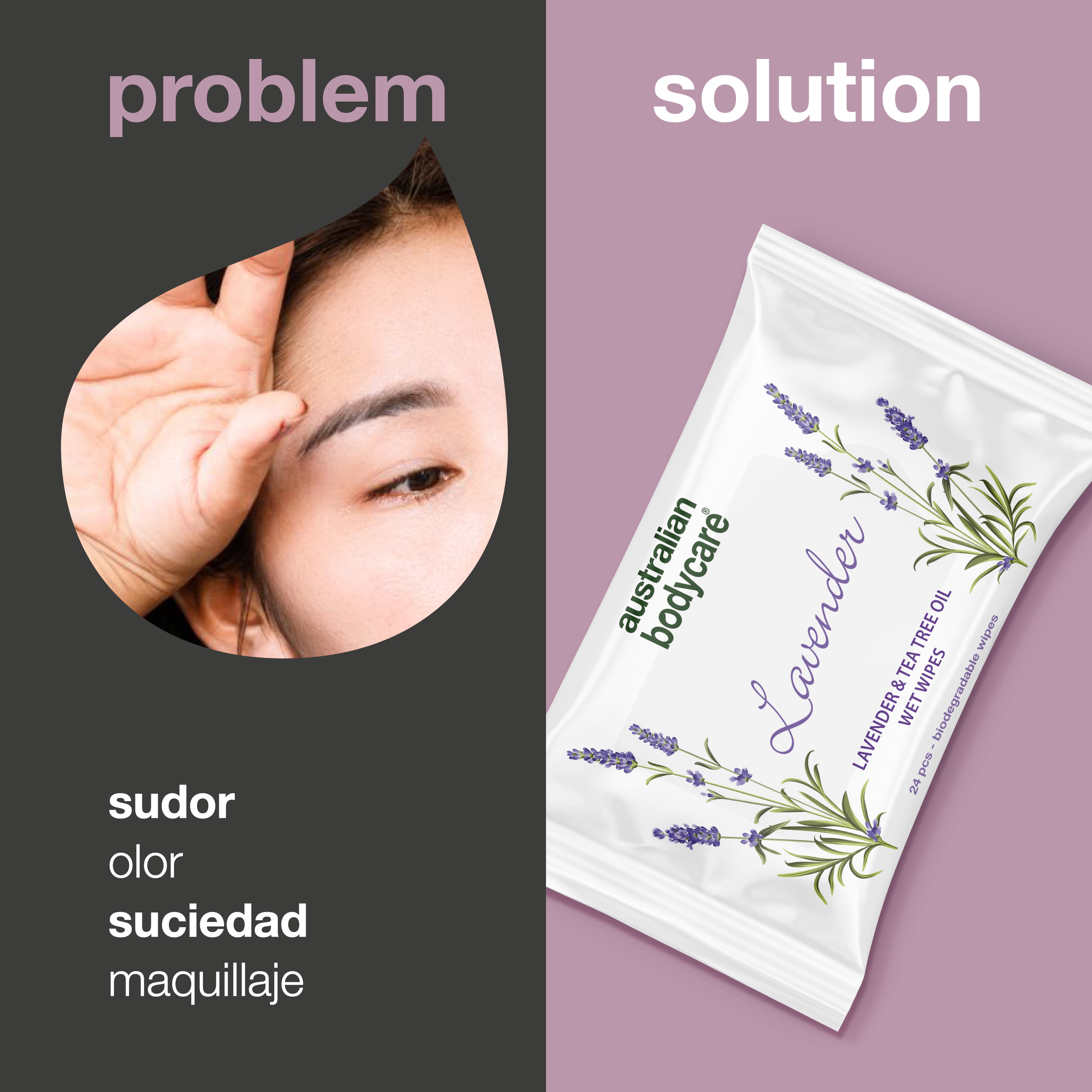 Toallitas húmedas con aceite de lavanda y árbol de té: toallitas biodegradables para limpiar e hidratar el rostro y el cuerpo