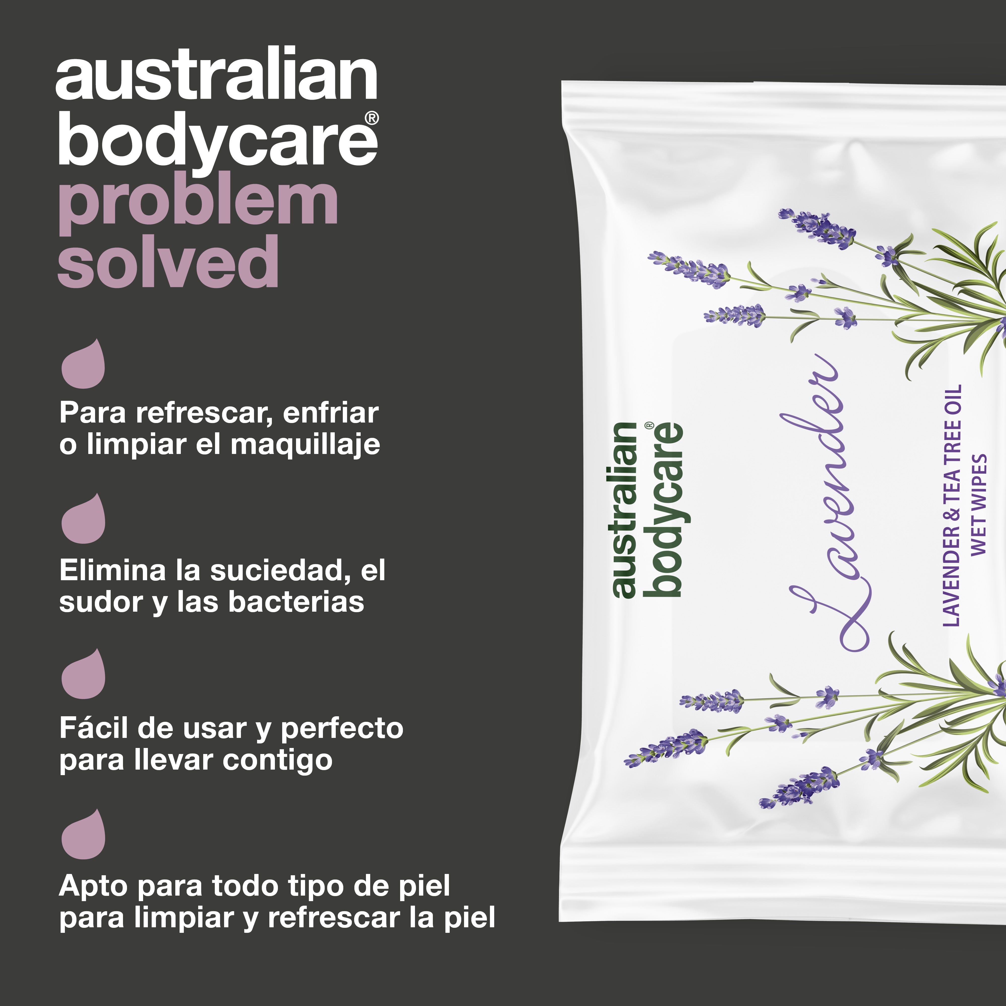 Toallitas húmedas con aceite de lavanda y árbol de té: toallitas biodegradables para limpiar e hidratar el rostro y el cuerpo