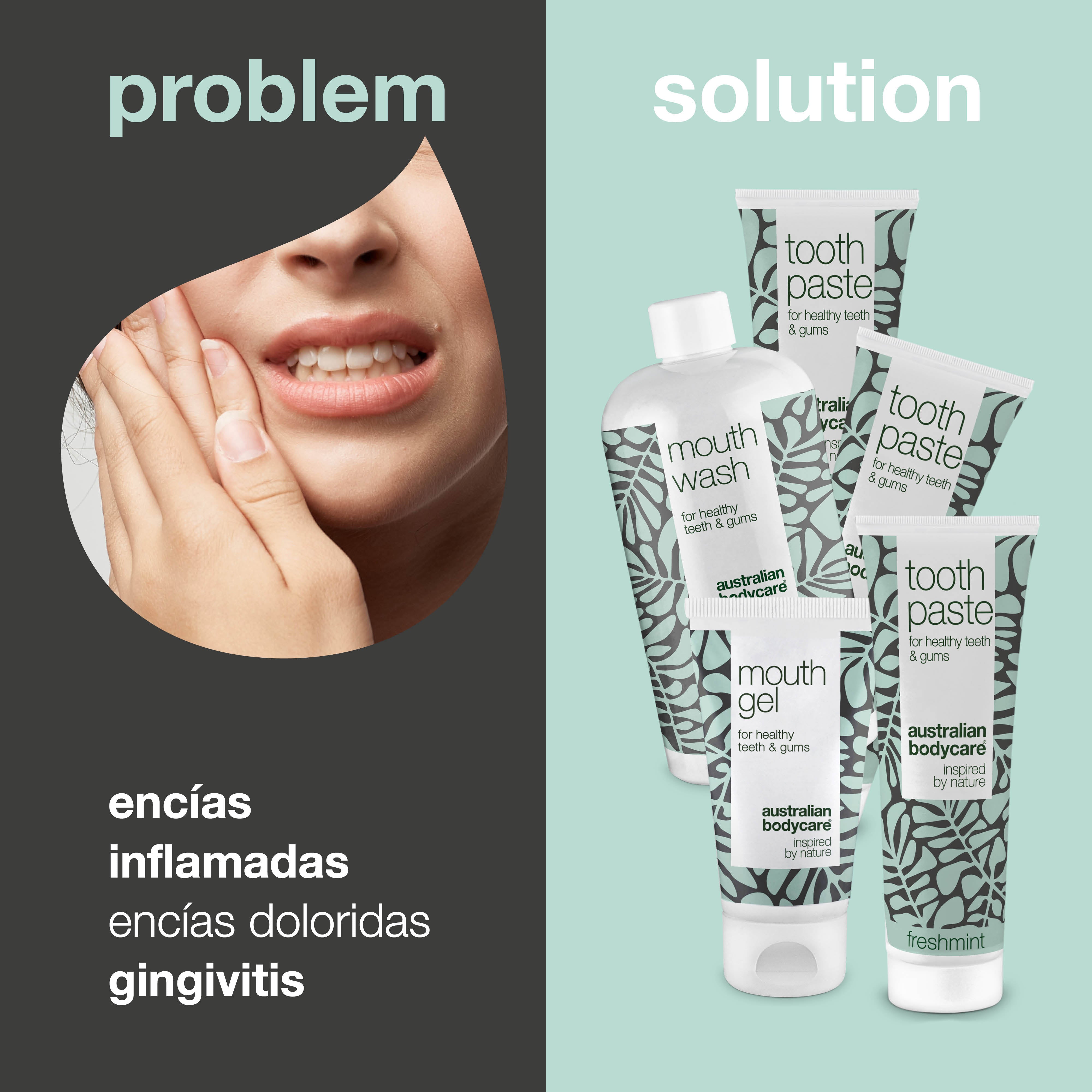 Paquete para el cuidado de las encías inflamadas: 5 productos para aliviar y prevenir la inflamación y el dolor de encías