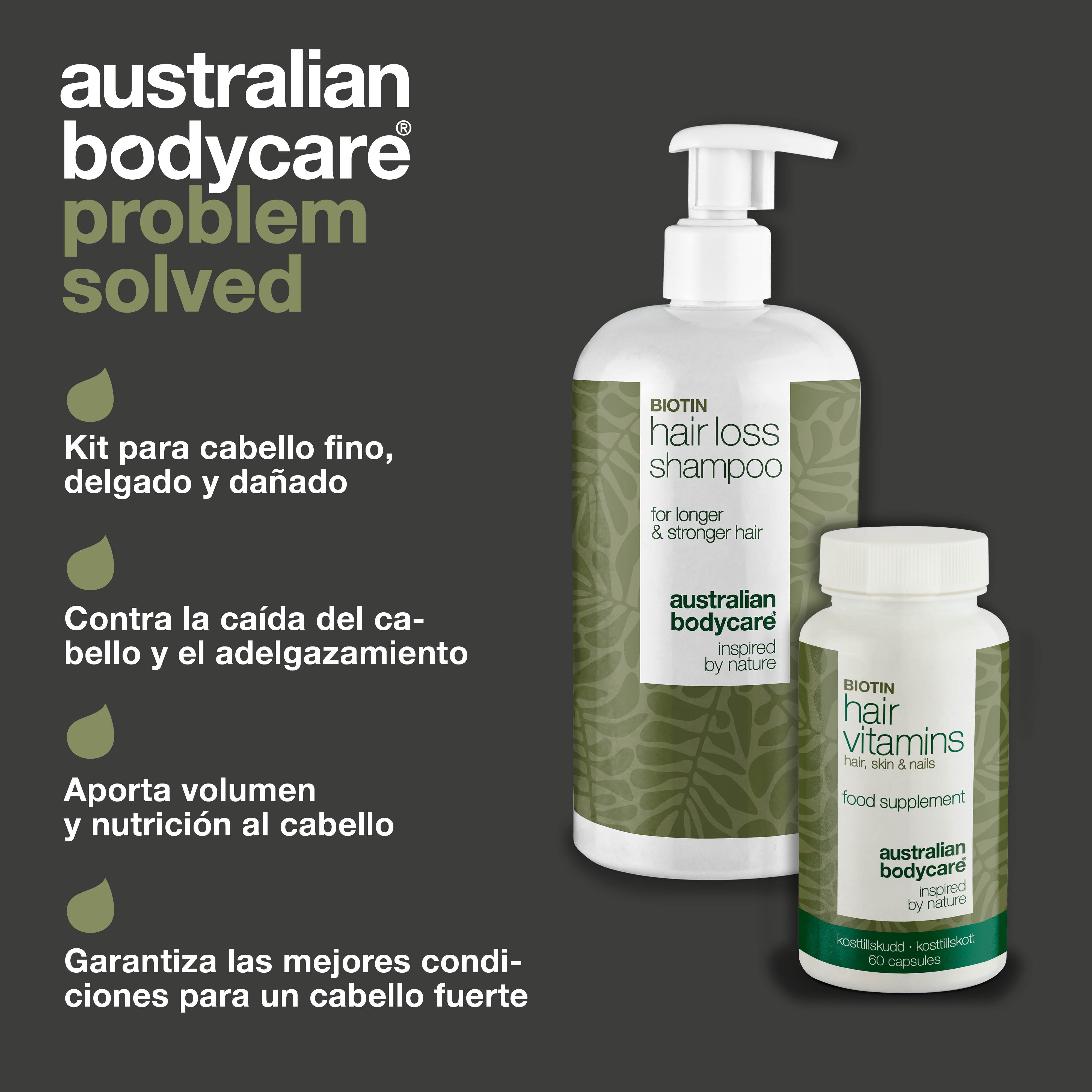 Champús y vitaminas capilares para la caída del pelo — Productos para el cuidado del pelo fino y fino