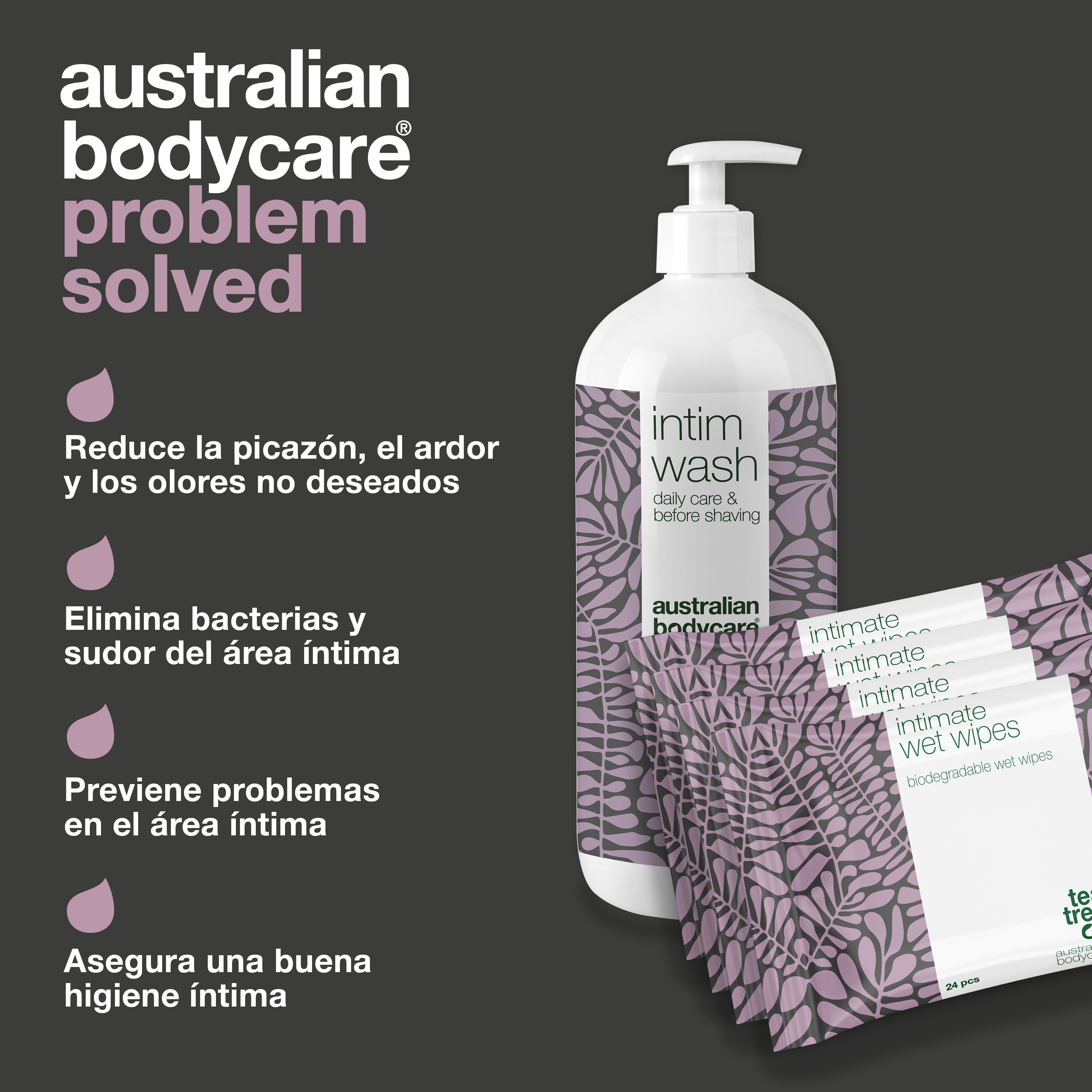 Kit para el cuidado íntimo — Jabón íntimo y toallitas húmedas para picor, ardor y olor no deseado
