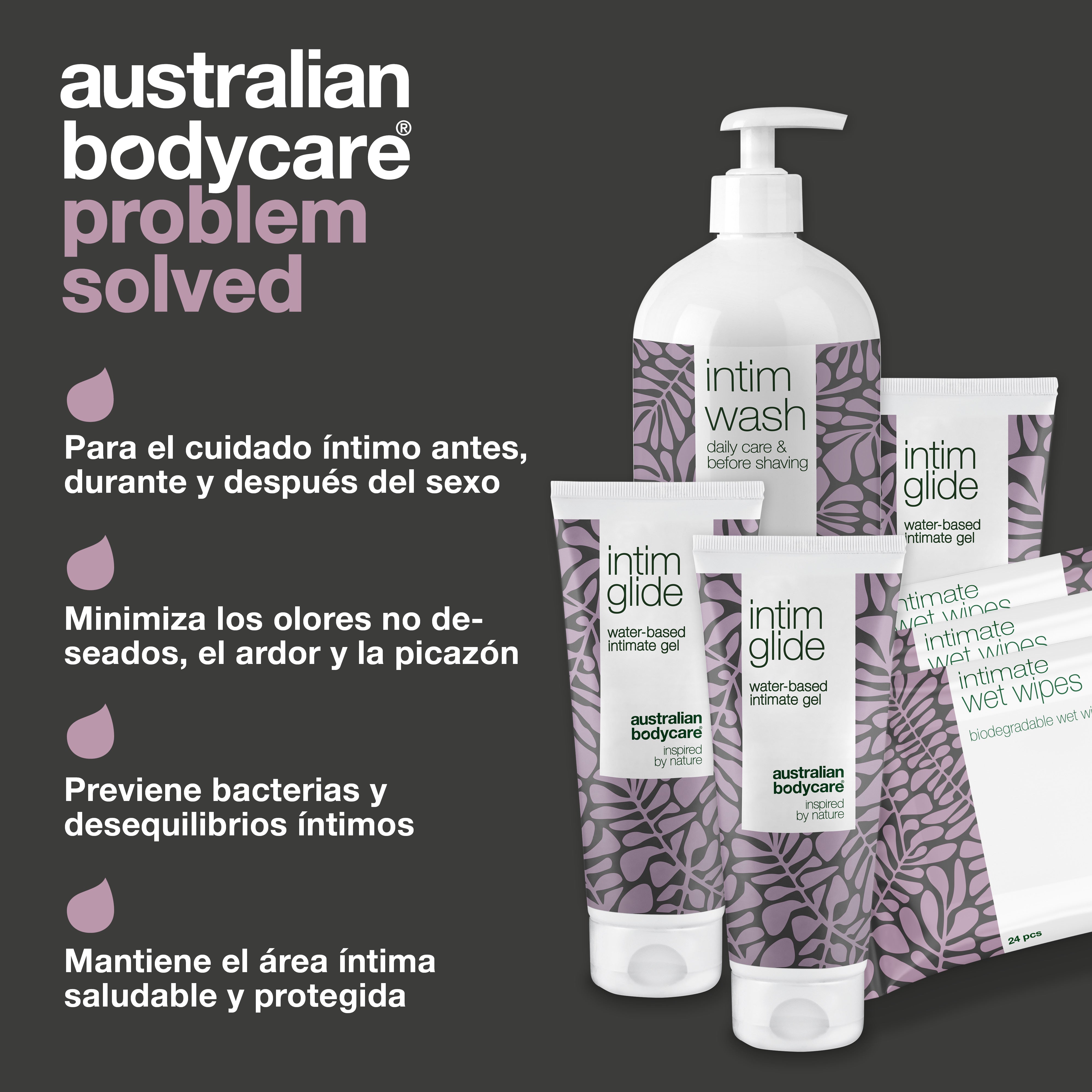 Kit para el cuidado íntimo antes, durante y después del sexo — Productos íntimos para el cuidado de las molestias íntimas antes, durante y después del sexo