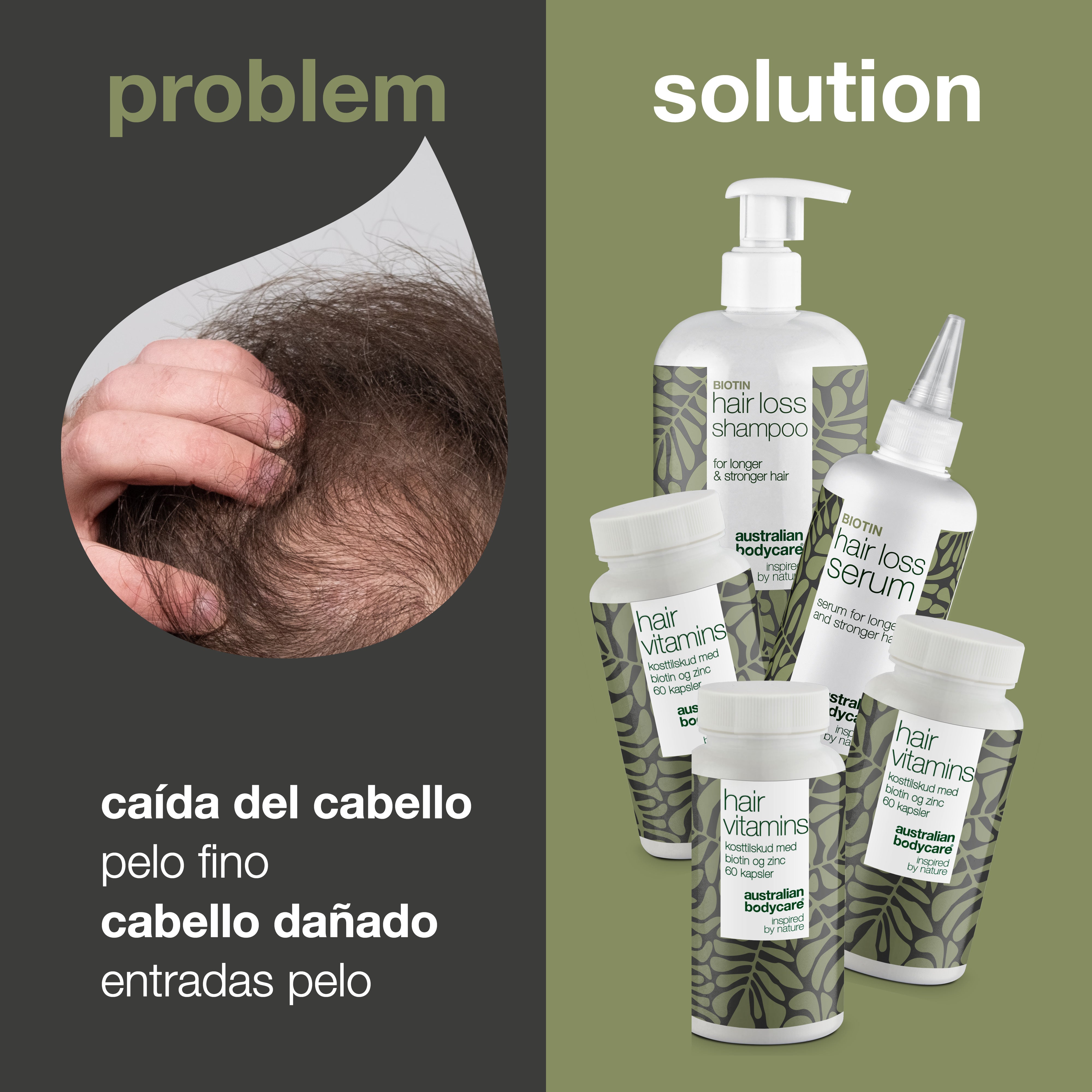 Pack Anticaída XL: 5 productos anticaída con biotina para la caída del cabello