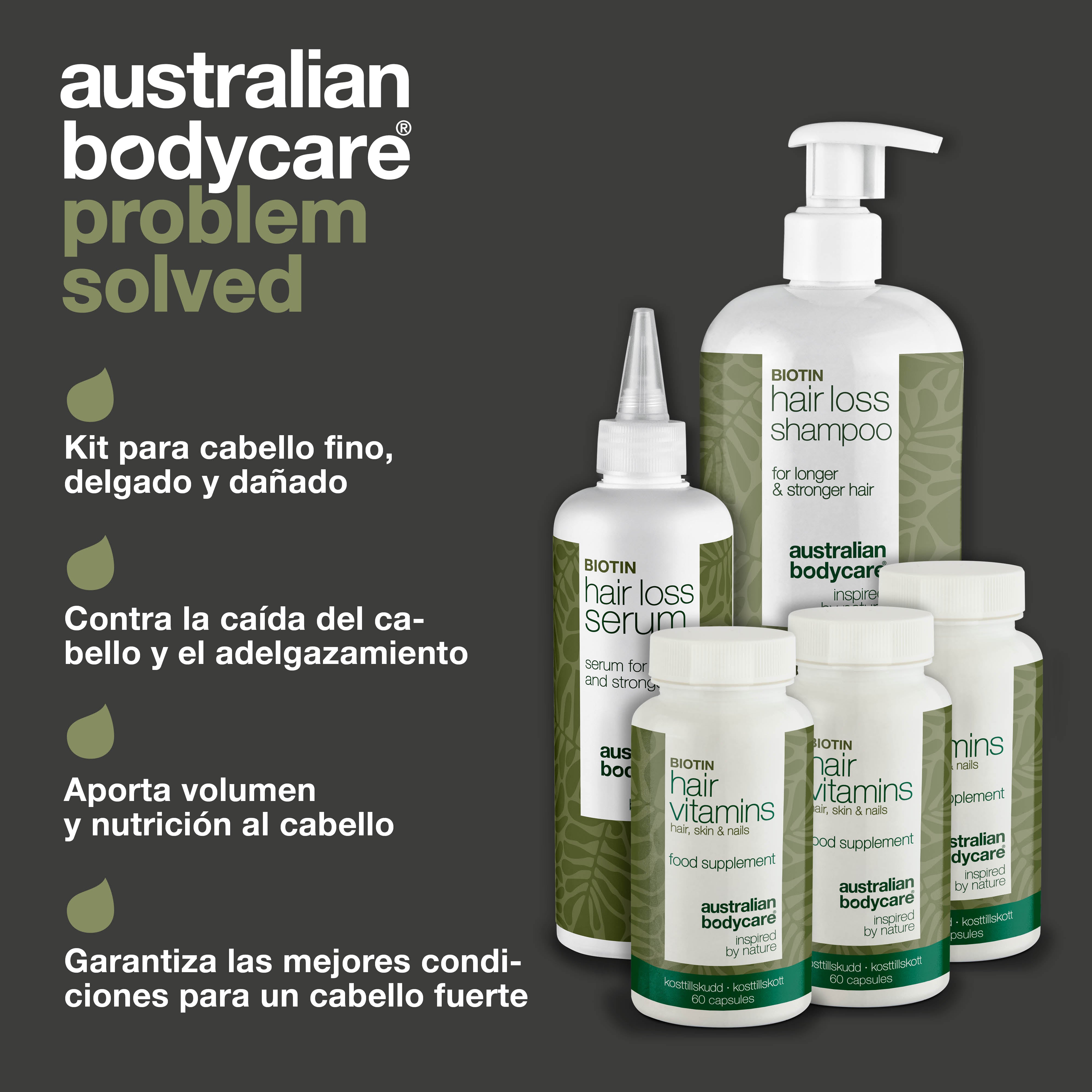 XL paquete para la caída de pelo — 5 productos para la caída de pelo con Biotina para cabello fino