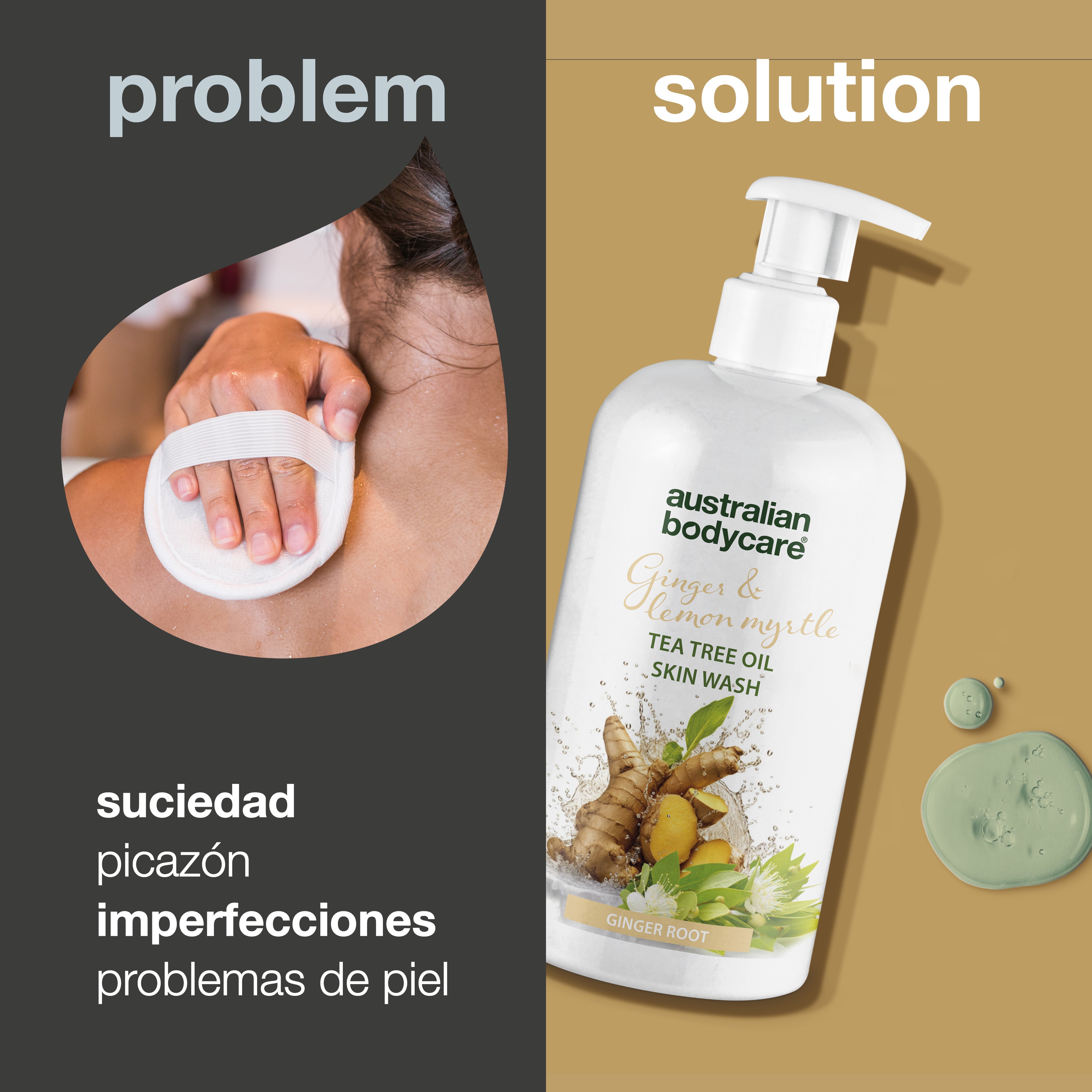 Professionel Ginger & Lemon Skin Wash — Professionel Ginger Body Wash con aceite de árbol de té