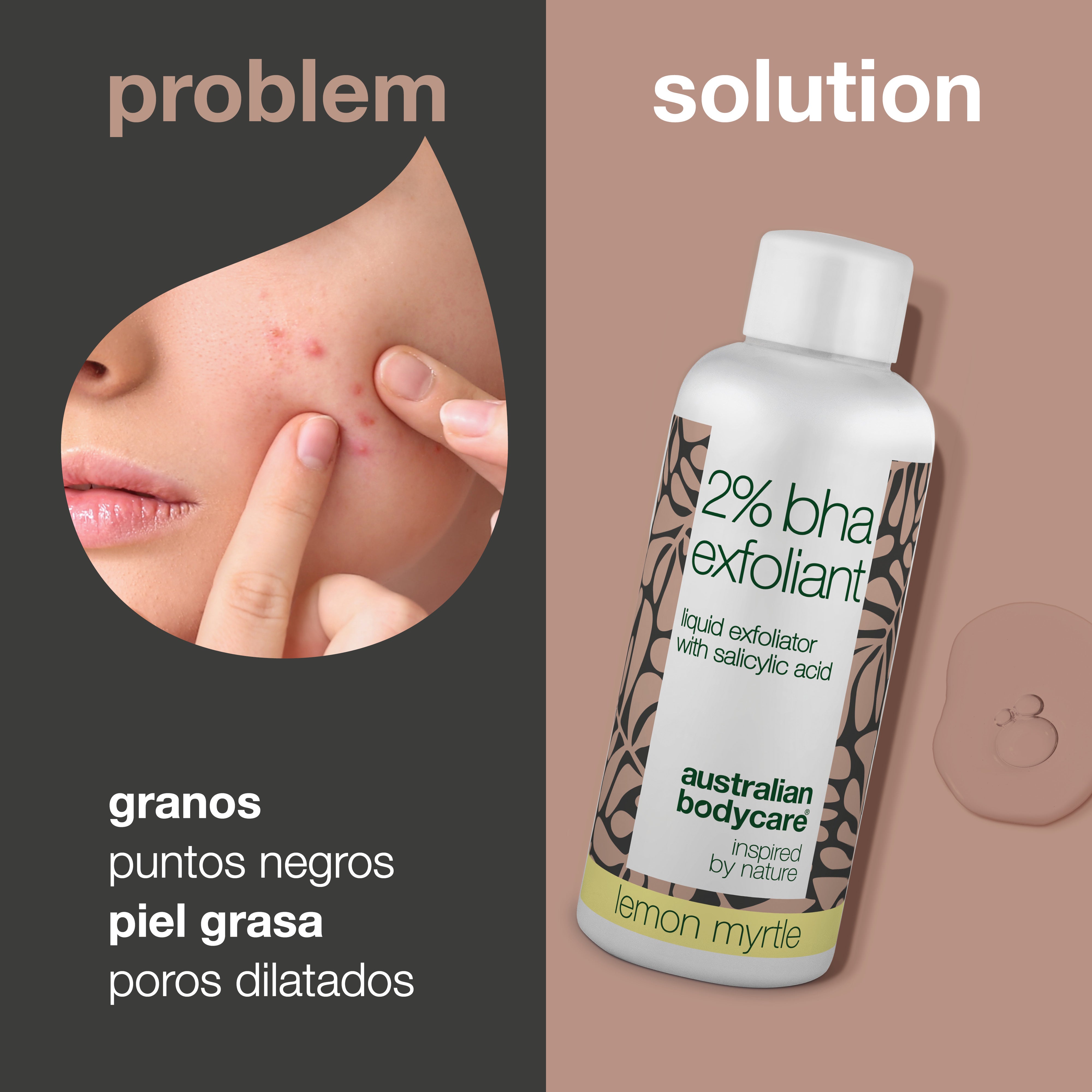 Exfoliante con ácido salicílico al 2% BHA para pieles grasas e impuras: consiga una piel clara y suave con nuestro exfoliante natural. Reduce puntos negros, espinillas y poros dilatados.