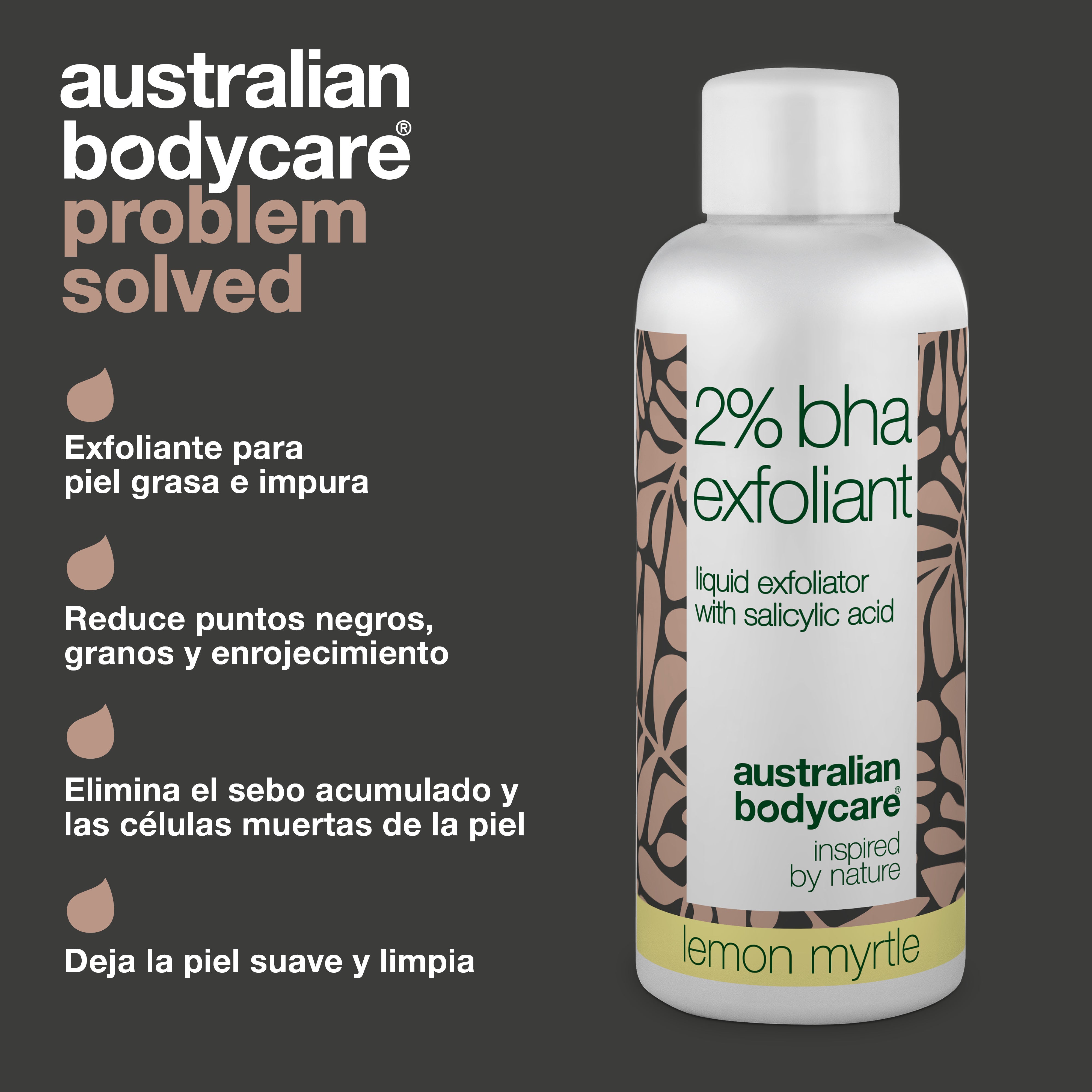Exfoliante con ácido salicílico al 2% BHA para pieles grasas e impuras: consiga una piel clara y suave con nuestro exfoliante natural. Reduce puntos negros, espinillas y poros dilatados.