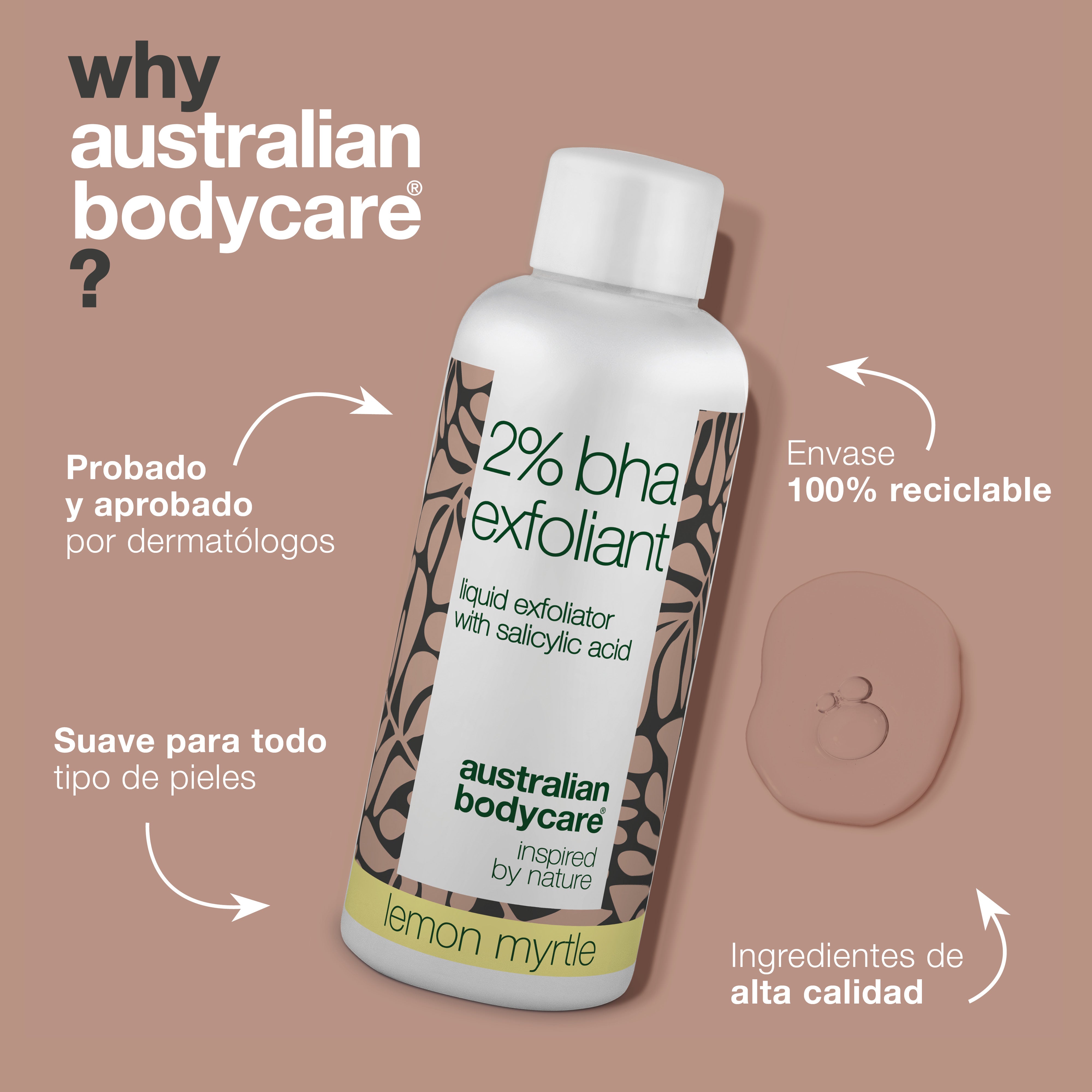 Exfoliante con ácido salicílico al 2% BHA para pieles grasas e impuras: consiga una piel clara y suave con nuestro exfoliante natural. Reduce puntos negros, espinillas y poros dilatados.