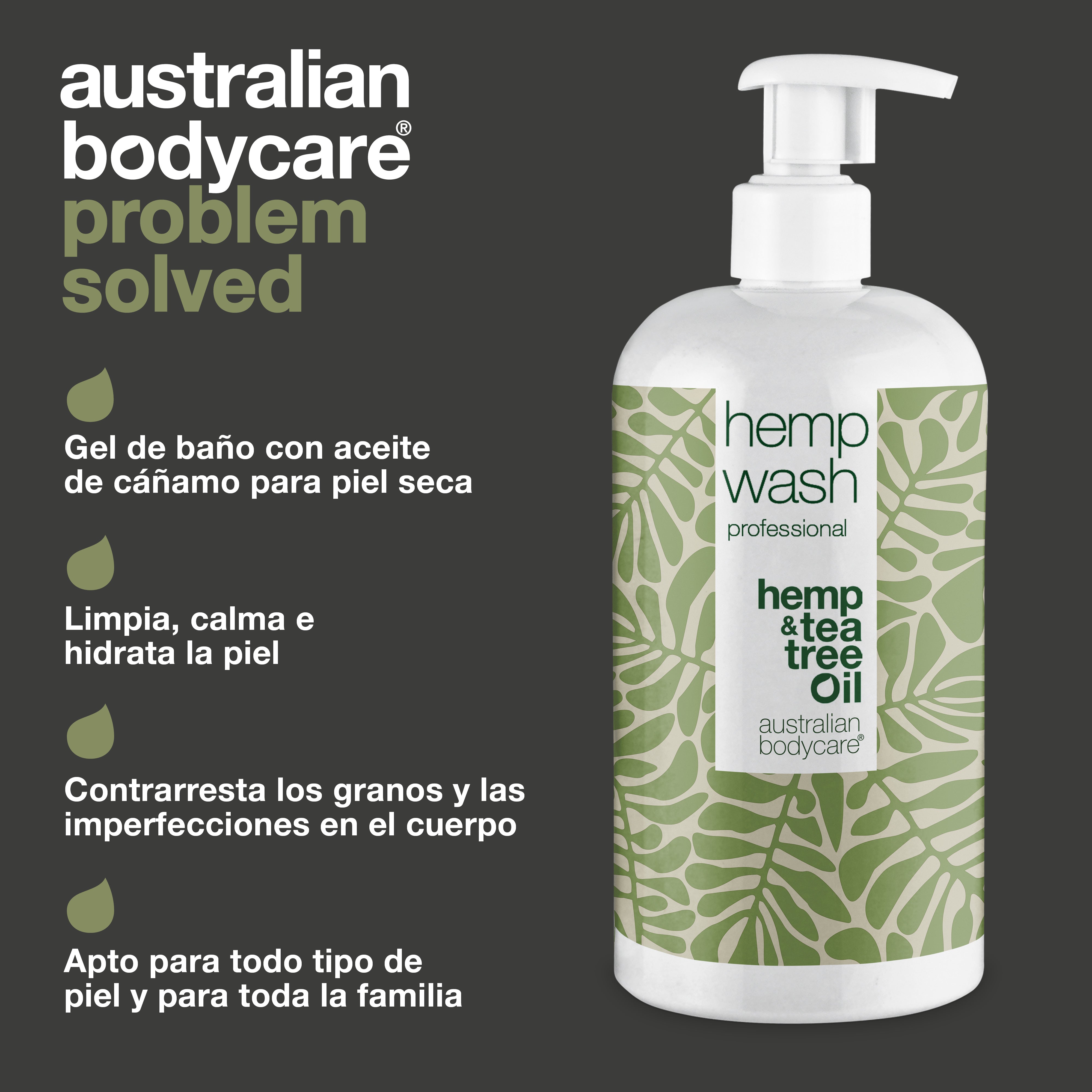 Gel de ducha limpiador de cáñamo: gel de baño con aceite de cáñamo natural para pieles secas y grasas