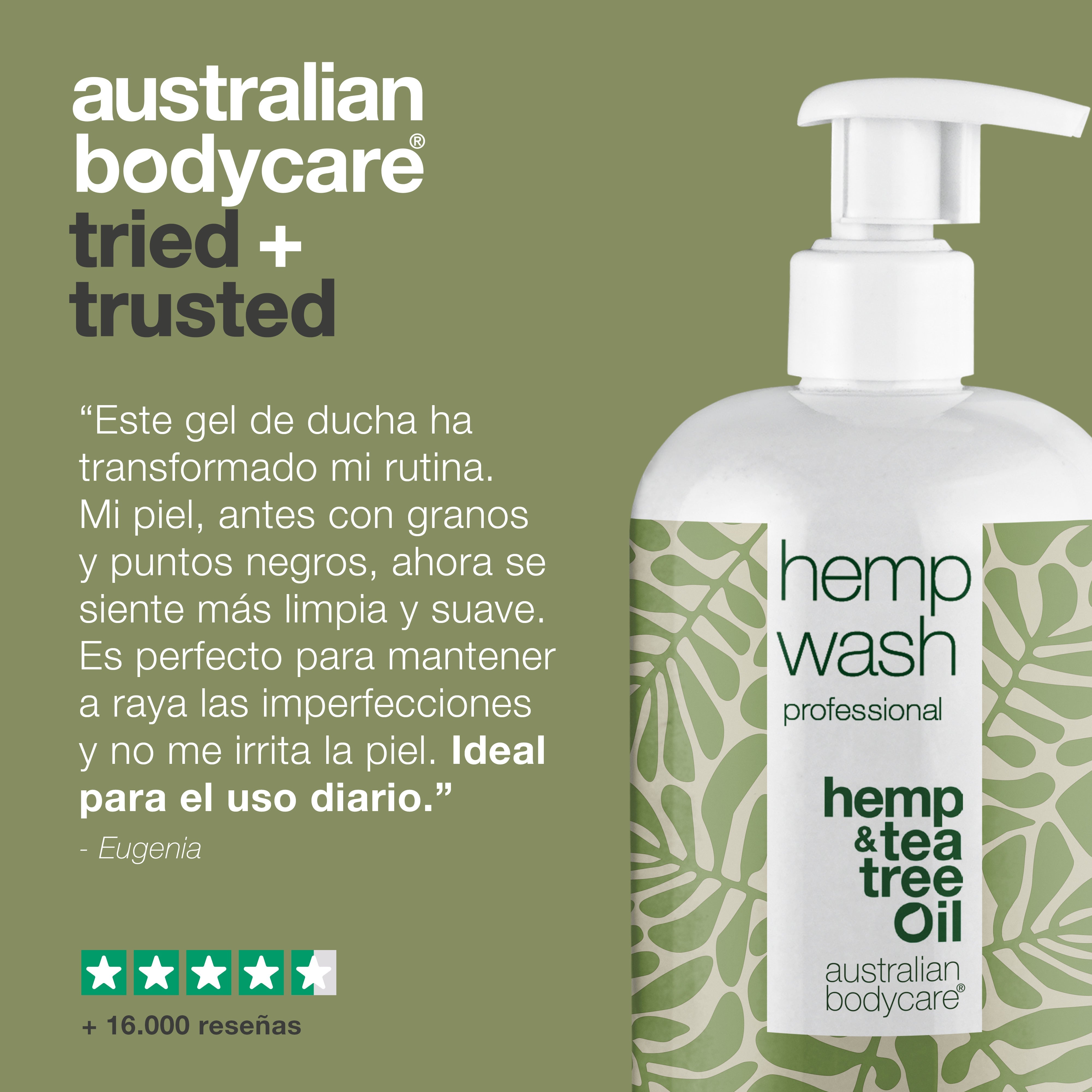 Gel de ducha limpiador de cáñamo: gel de baño con aceite de cáñamo natural para pieles secas y grasas