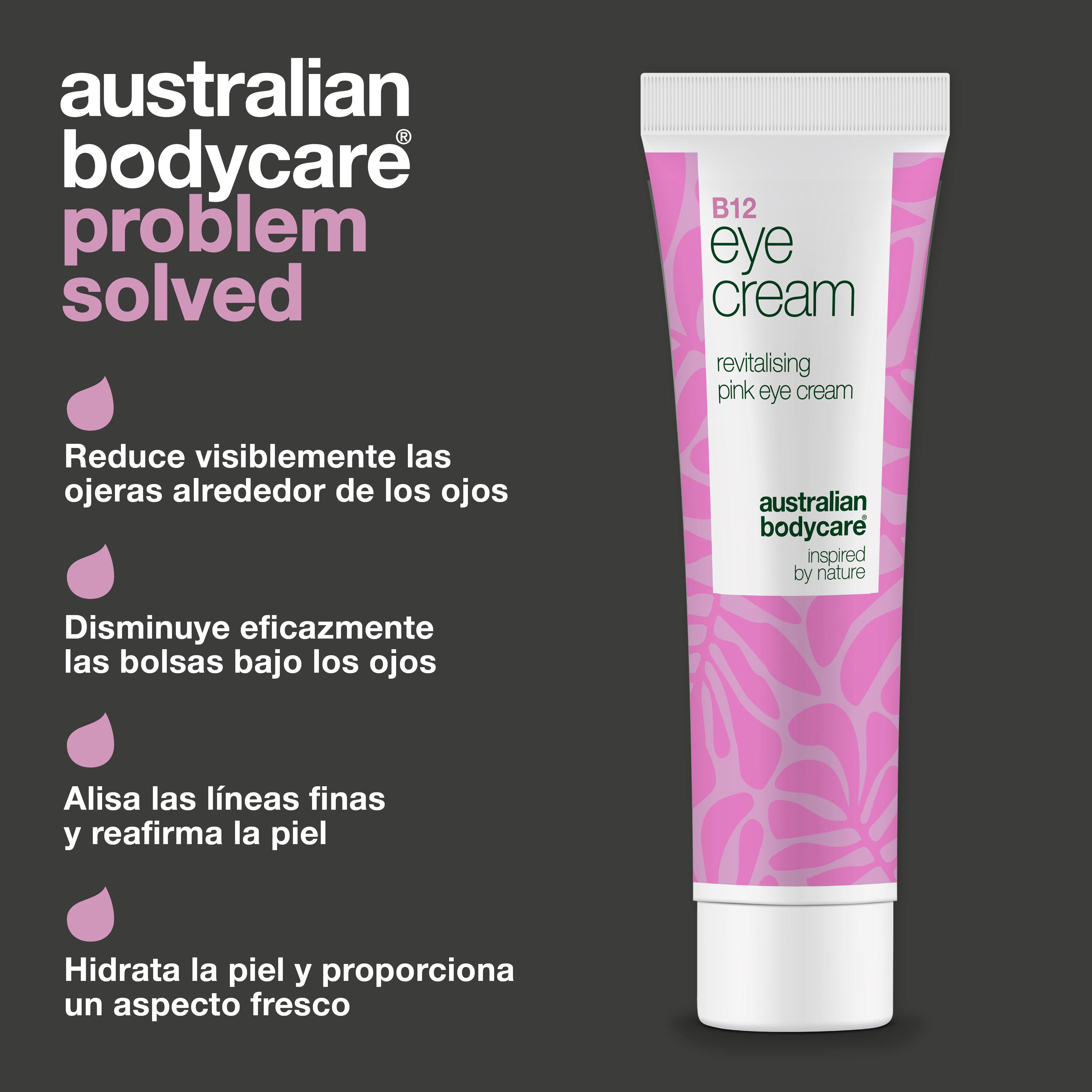 Crema para ojos B12 para hinchazón, ojeras y líneas finas: crema para ojos B12 que reduce eficazmente la hinchazón, las ojeras y las líneas finas. Fórmula hidratante y reafirmante.