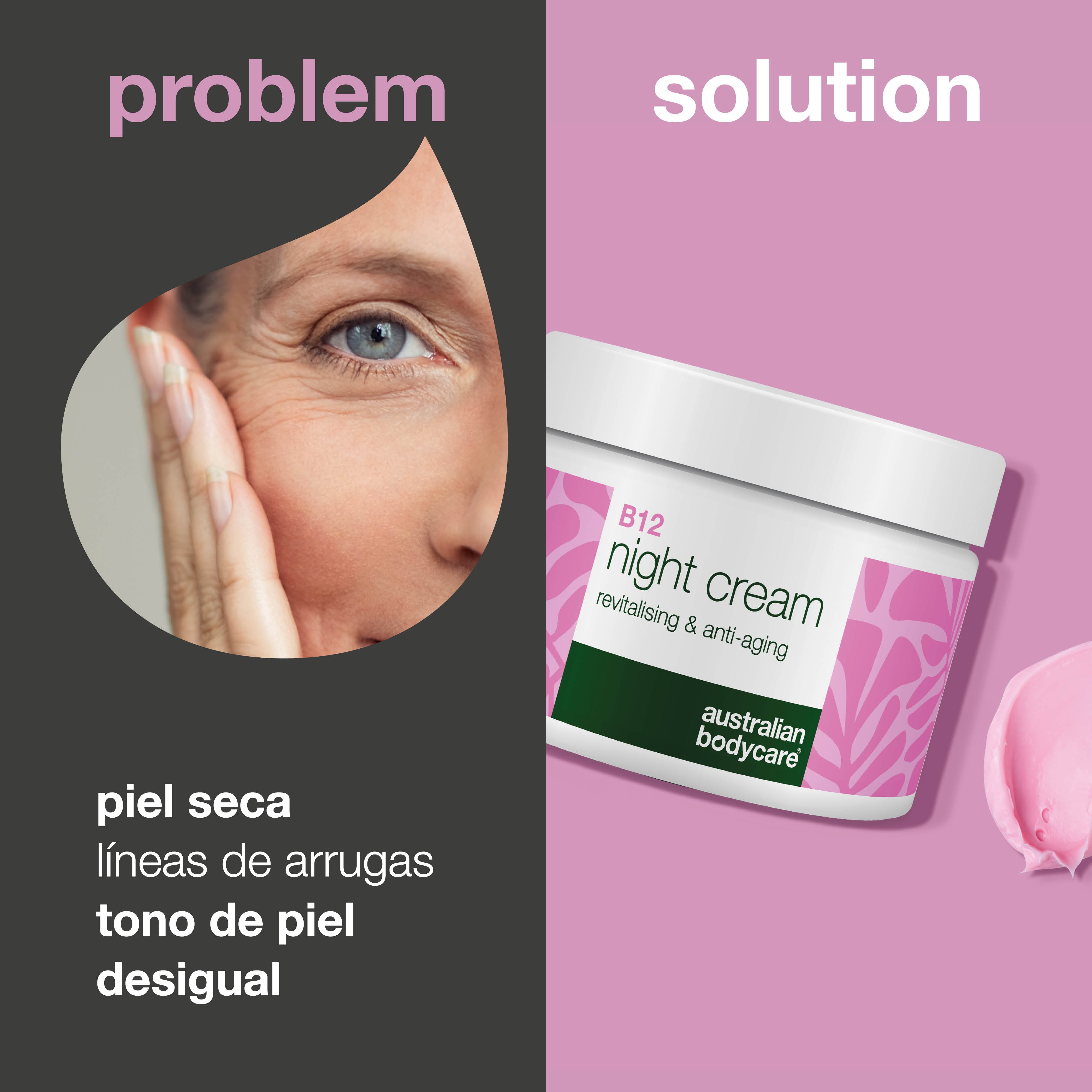 Crema de noche B12: cuidado nutritivo antiedad para una piel radiante: la crema de noche B12 hidrata, reafirma y revitaliza la piel con un brillo natural.