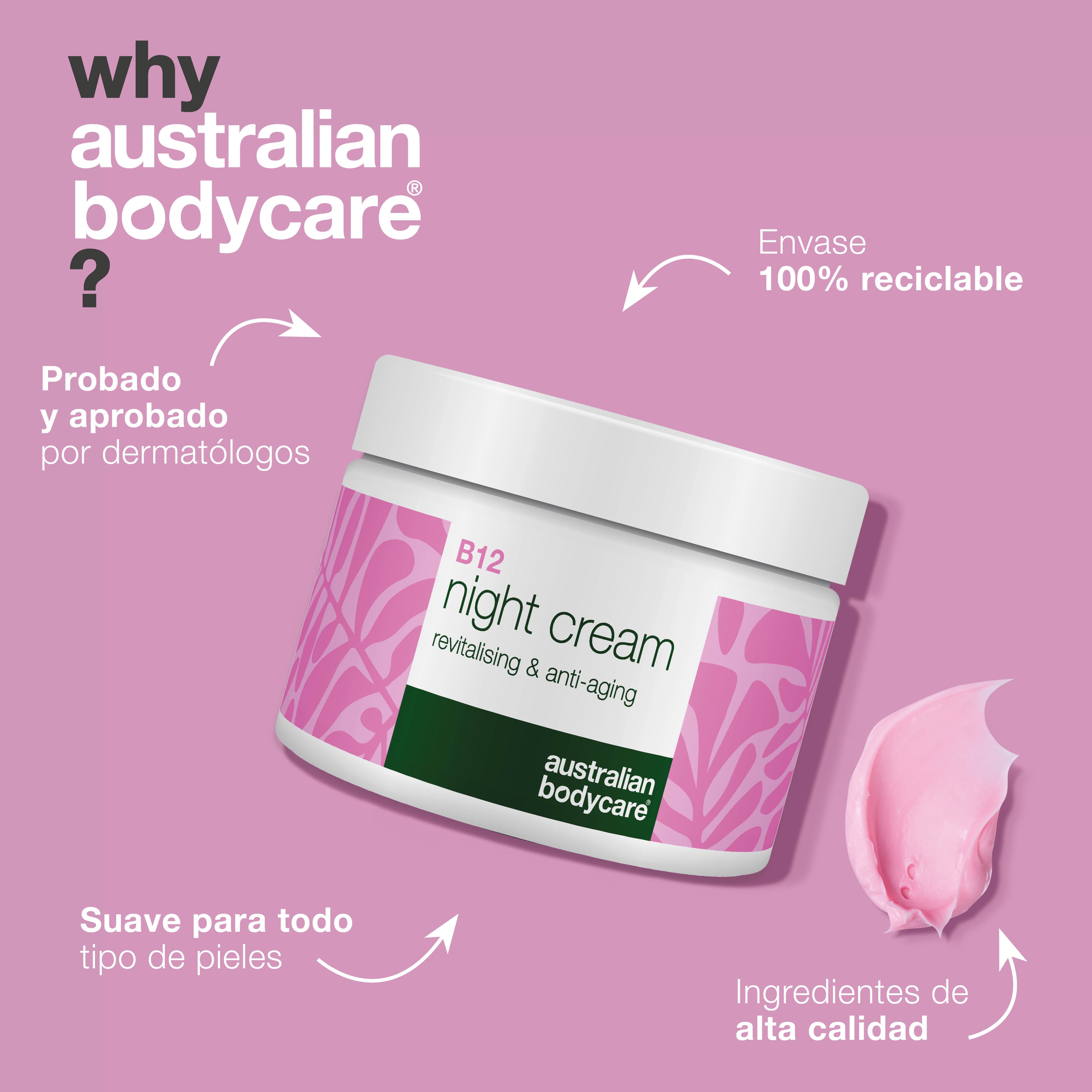 Crema de noche B12: cuidado nutritivo antiedad para una piel radiante: la crema de noche B12 hidrata, reafirma y revitaliza la piel con un brillo natural.