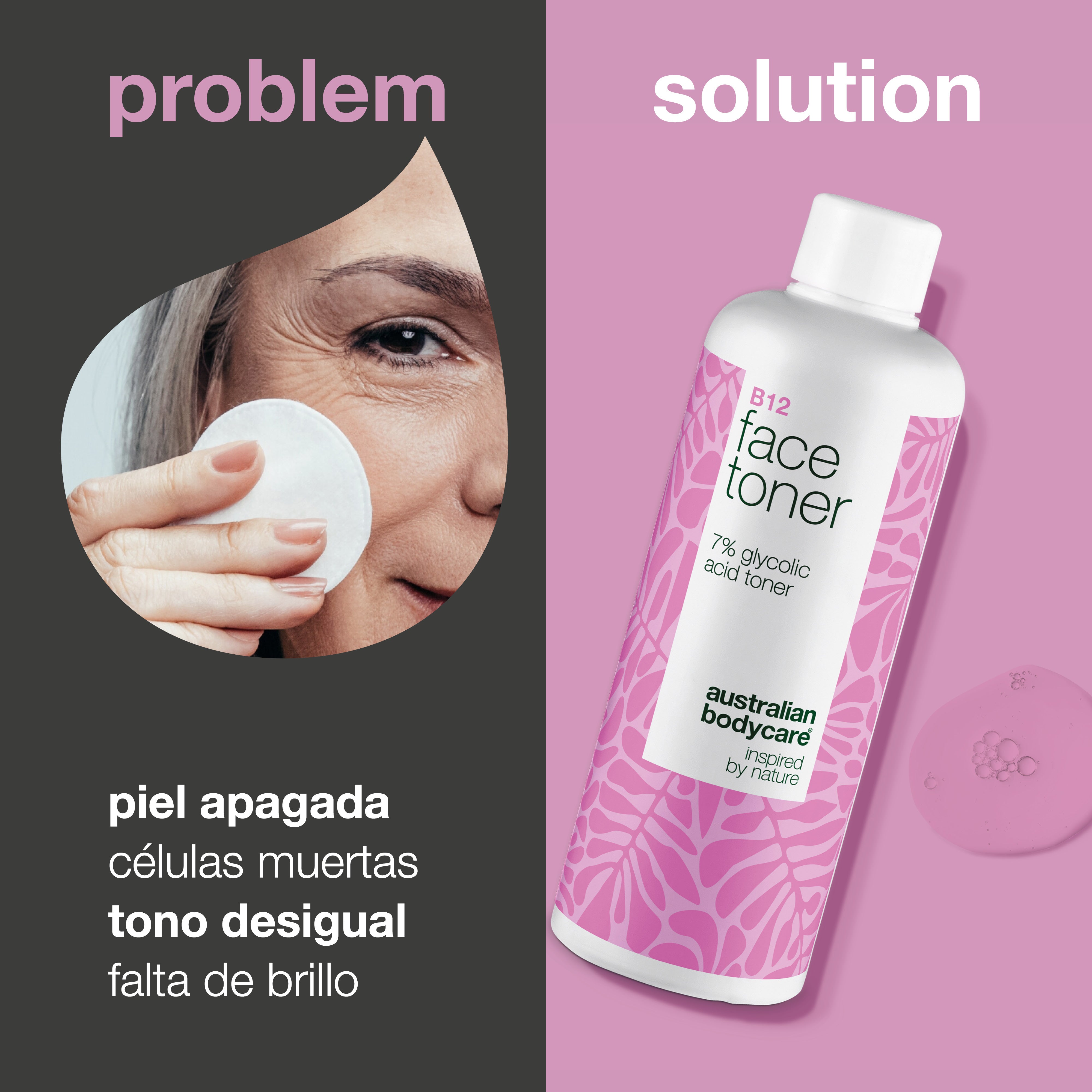 Tónico facial con B12 y 7 % de ácido glicólico para una piel suave: el tónico exfoliante con B12 y 7 % de ácido glicólico elimina las células muertas de la piel, aumenta el brillo y promueve una tez uniforme.